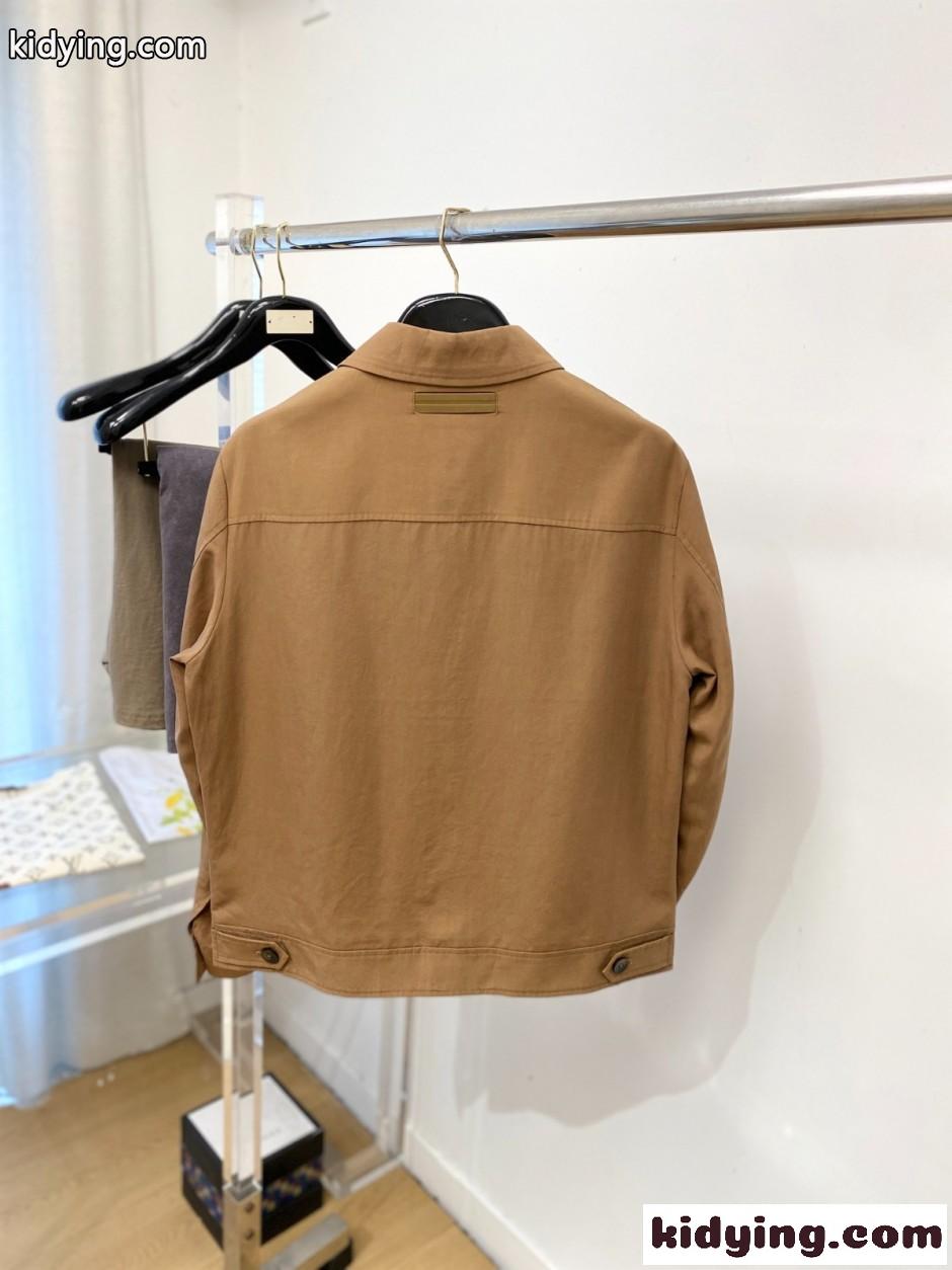 シンプル カジュアル シャツジャケット エルメネジルド・ゼニア ジャケット 偽物 キャメル-3