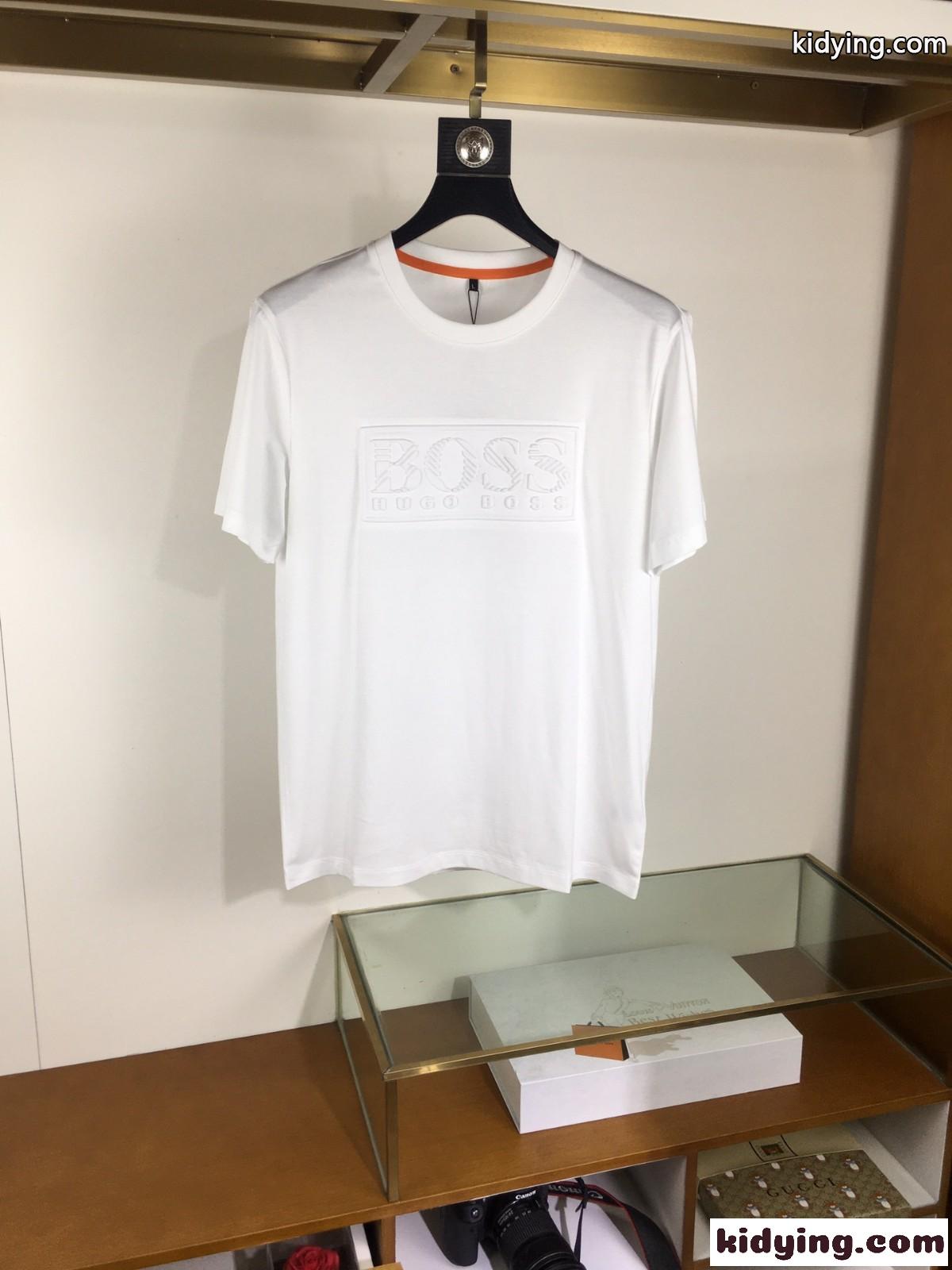 エンボスロゴ シルケットコットン 半袖Tシャツ ヒューゴ・ボス Tシャツ コピー ホワイト-2