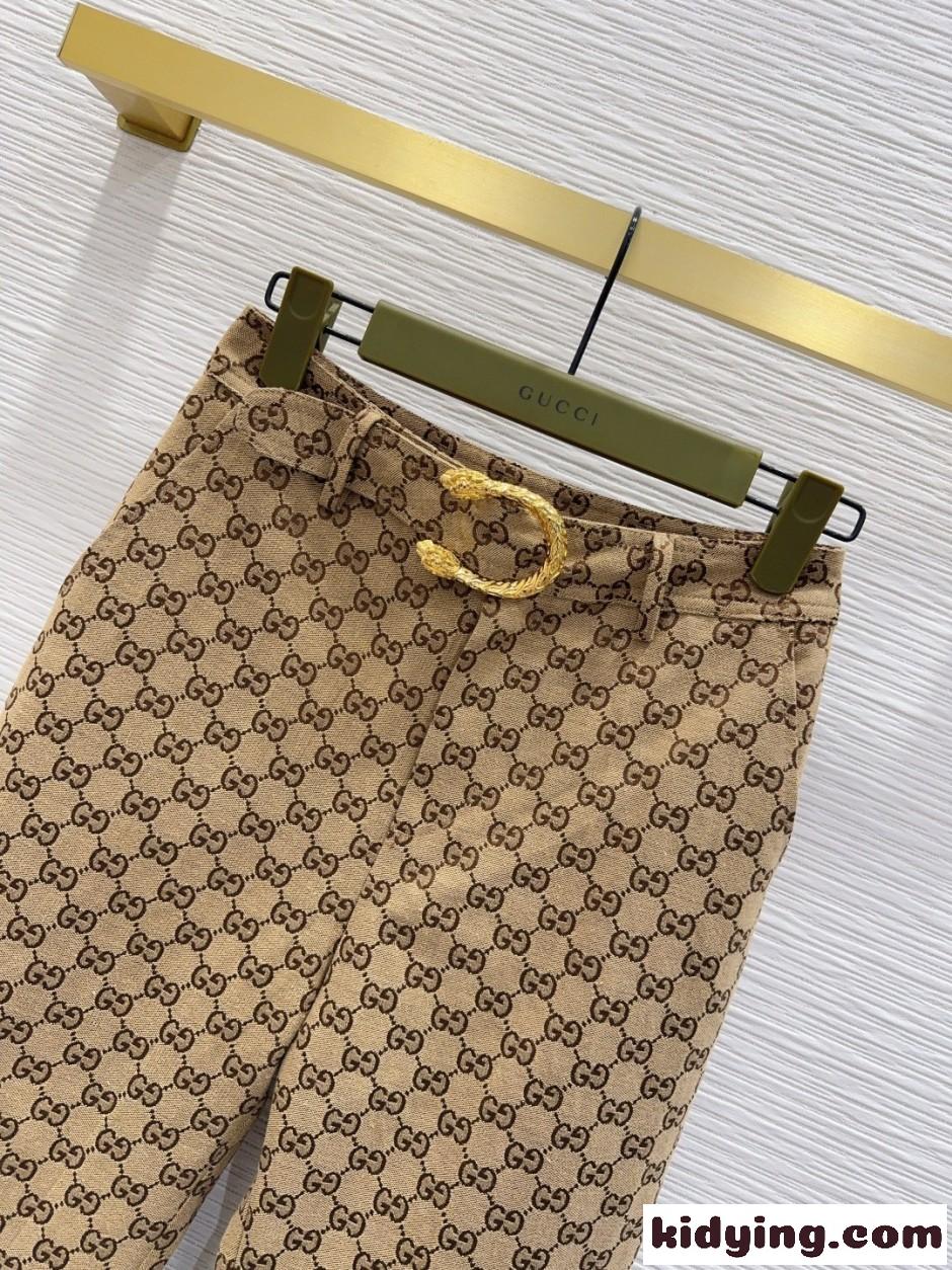 GGコットンキャンバス ファブリック パンツ グッチ スラックス 偽物 レディース-2