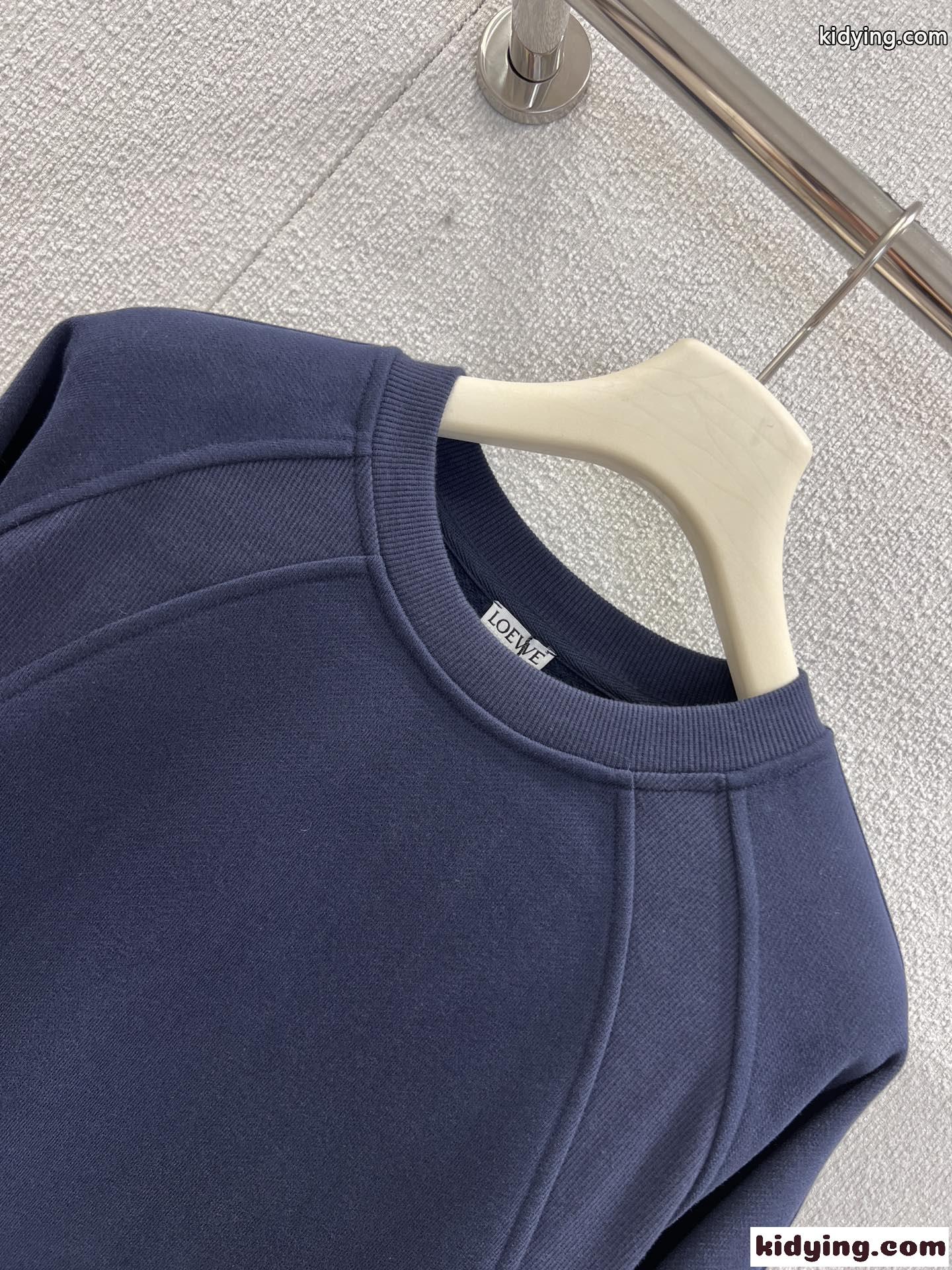 ロエベ Tシャツ コピー カジュアル クロップド スウェットシャツ ネイビー-2