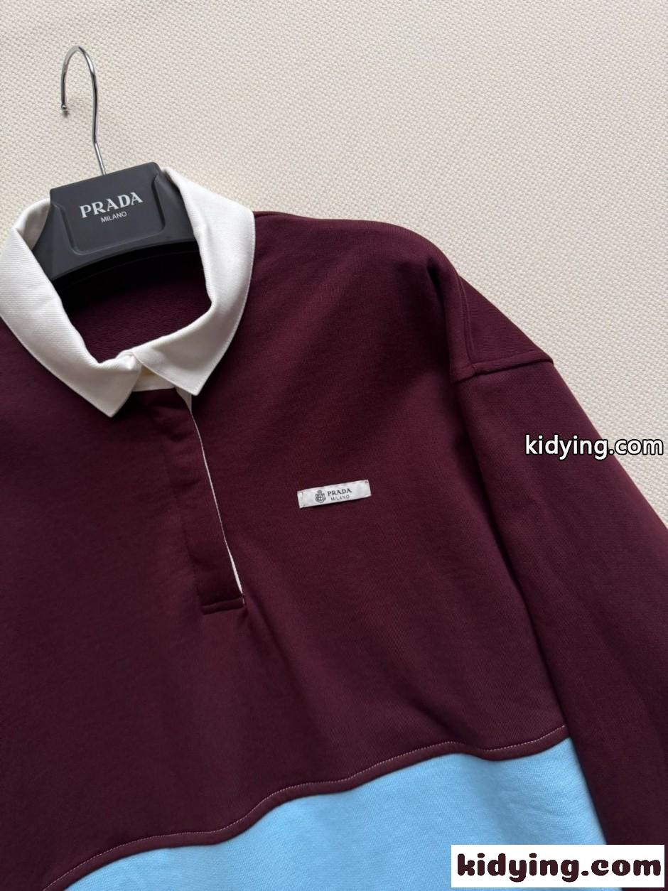 カジュアル カラーブロック プルオーバー プラダ Tシャツ 偽物 ユニセックス-2