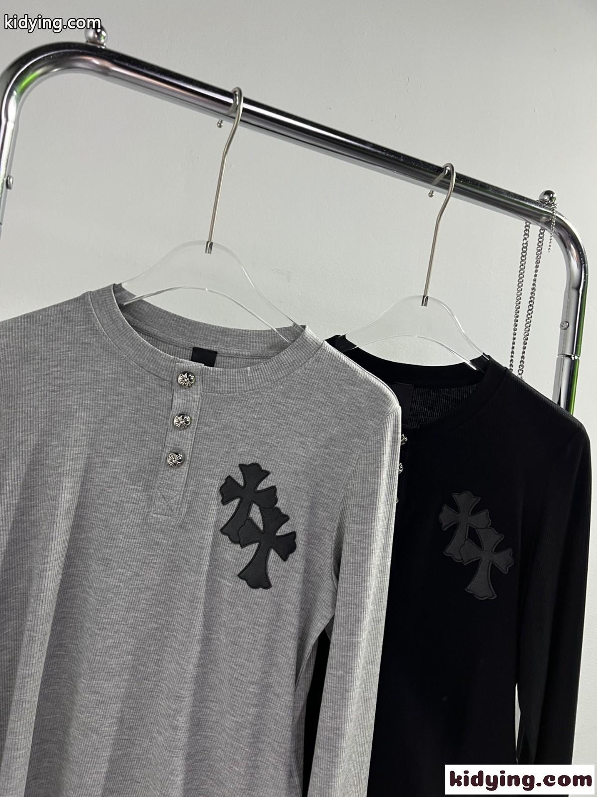 おしゃれ カジュアル ストレッチ コットン クロムハーツ Tシャツ コピー 長袖 クロスパッチ ロゴ-2