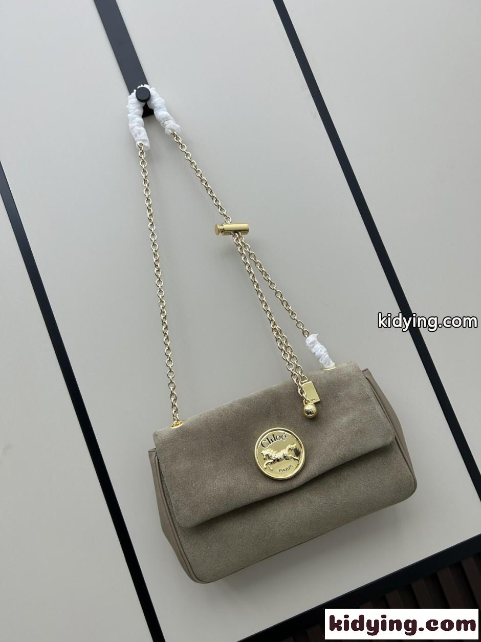 クロエ バッグ スーパーコピー カジュアル おしゃれ スエードChloé Heritage ショルダーバッグ カーキグリーン-2