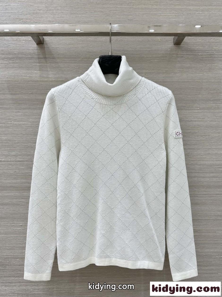 CHANEL 25N タートルネック ニット シャネル セーター コピー ホワイト-1