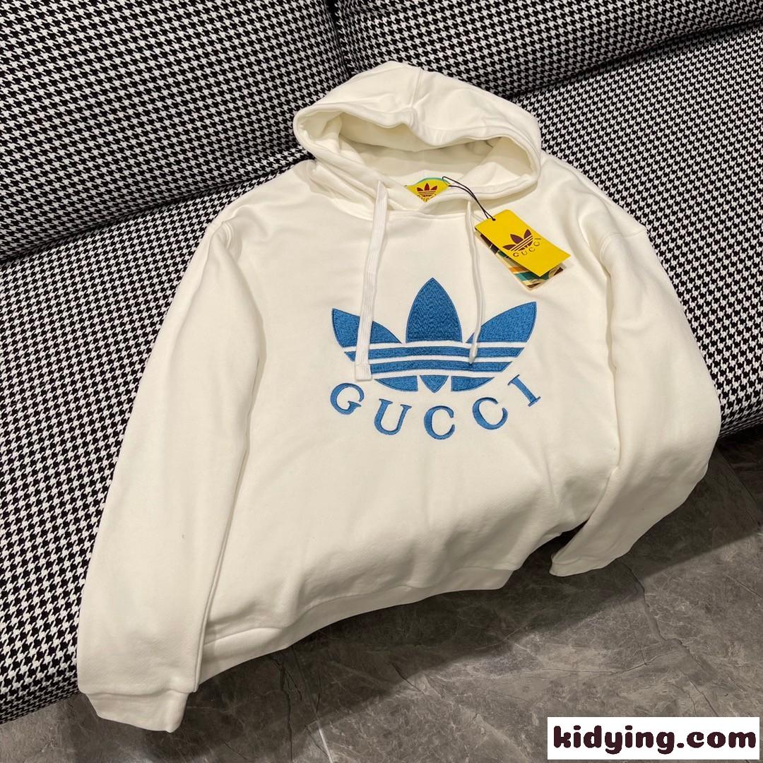 Adidas x Gucci 刺繍 フード付き ロゴ グッチ パーカー コピー 長袖 プルオーバー-1