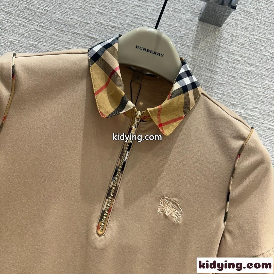 おしゃれ ハーフジップ ポロシャツ バーバリー Tシャツ コピー カーキ-1