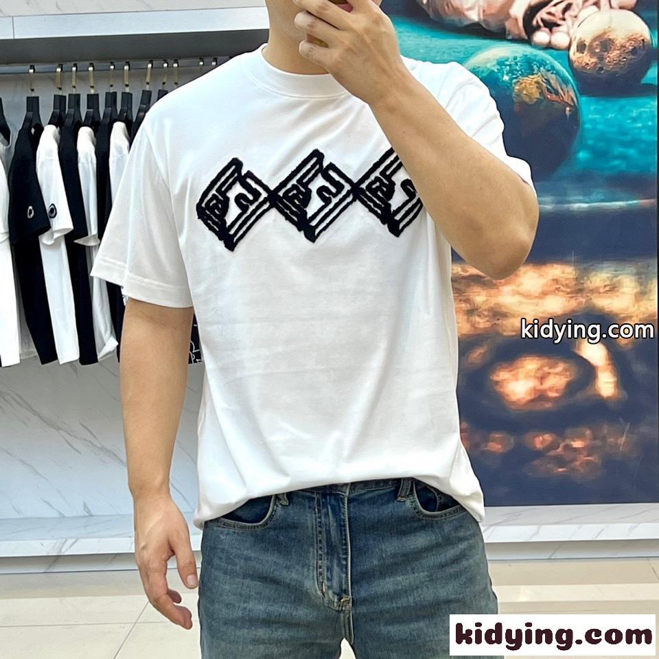定番 ロゴ シルケットコットン フェンディ 半袖Tシャツ コピー ホワイト-1