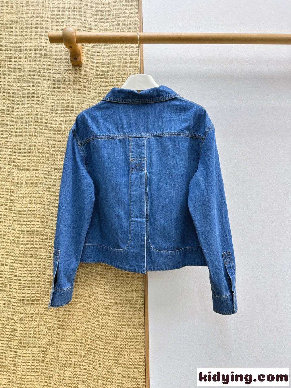 レザーパッチ クロップド デニムジャケット フェンディ ジャケット 偽物 ブルゾン-4