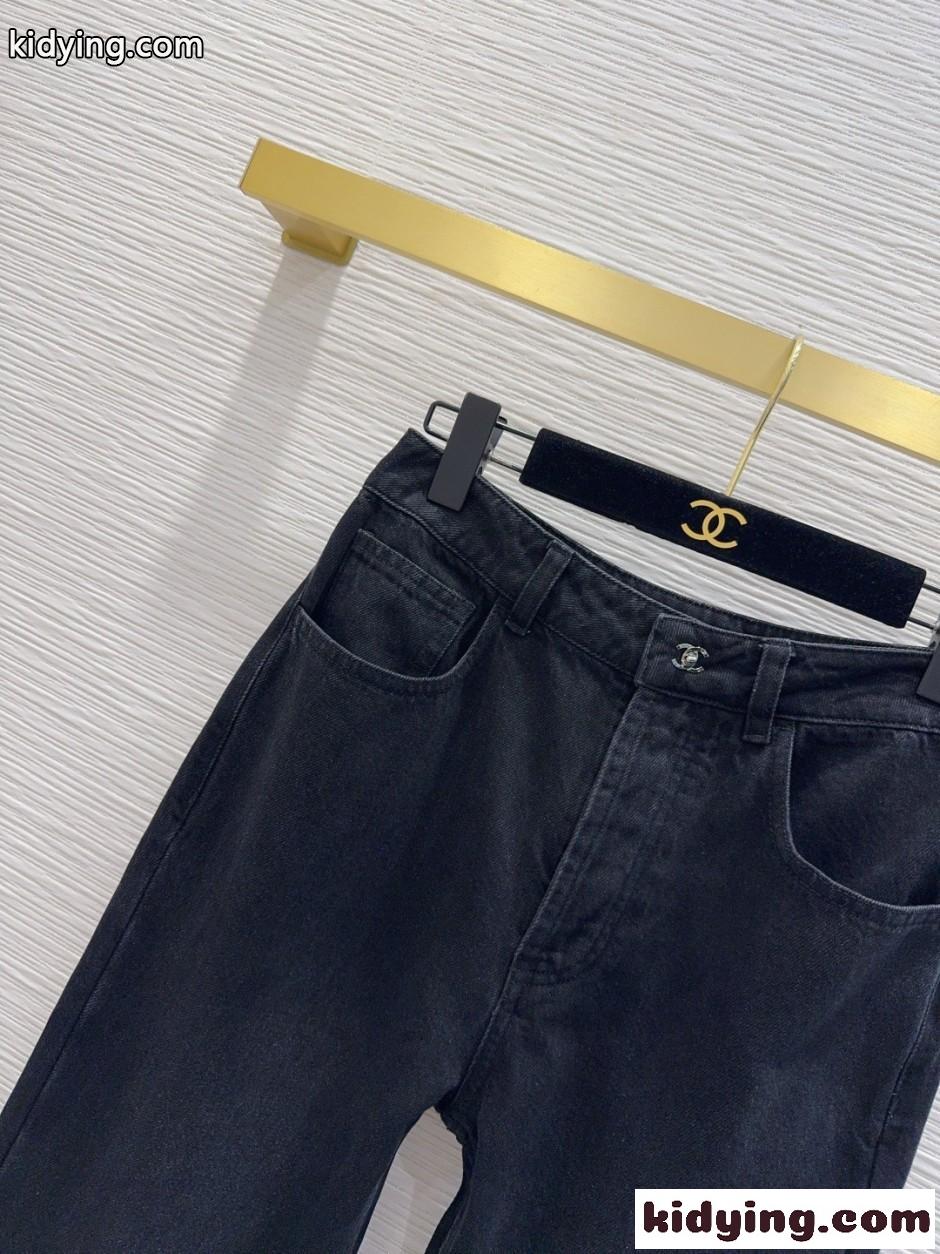 洗練された ターンロック デニムパンツ シャネル ジーンズ コピー ブラック-1