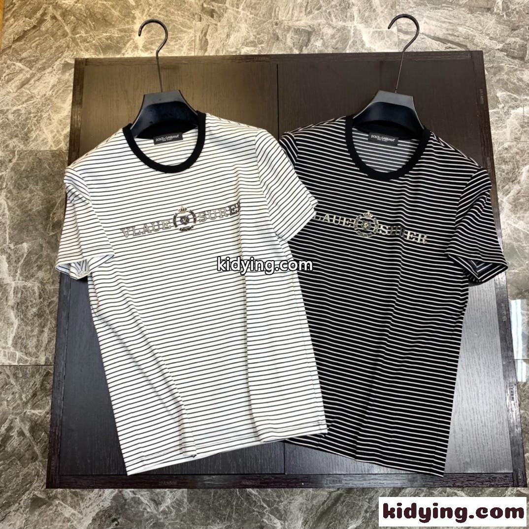 定番 人気 ボーダー柄 ドルチェ&ガッバーナ Tシャツ コピー メンズ 半袖 トップス クールネック 着心地いい-2