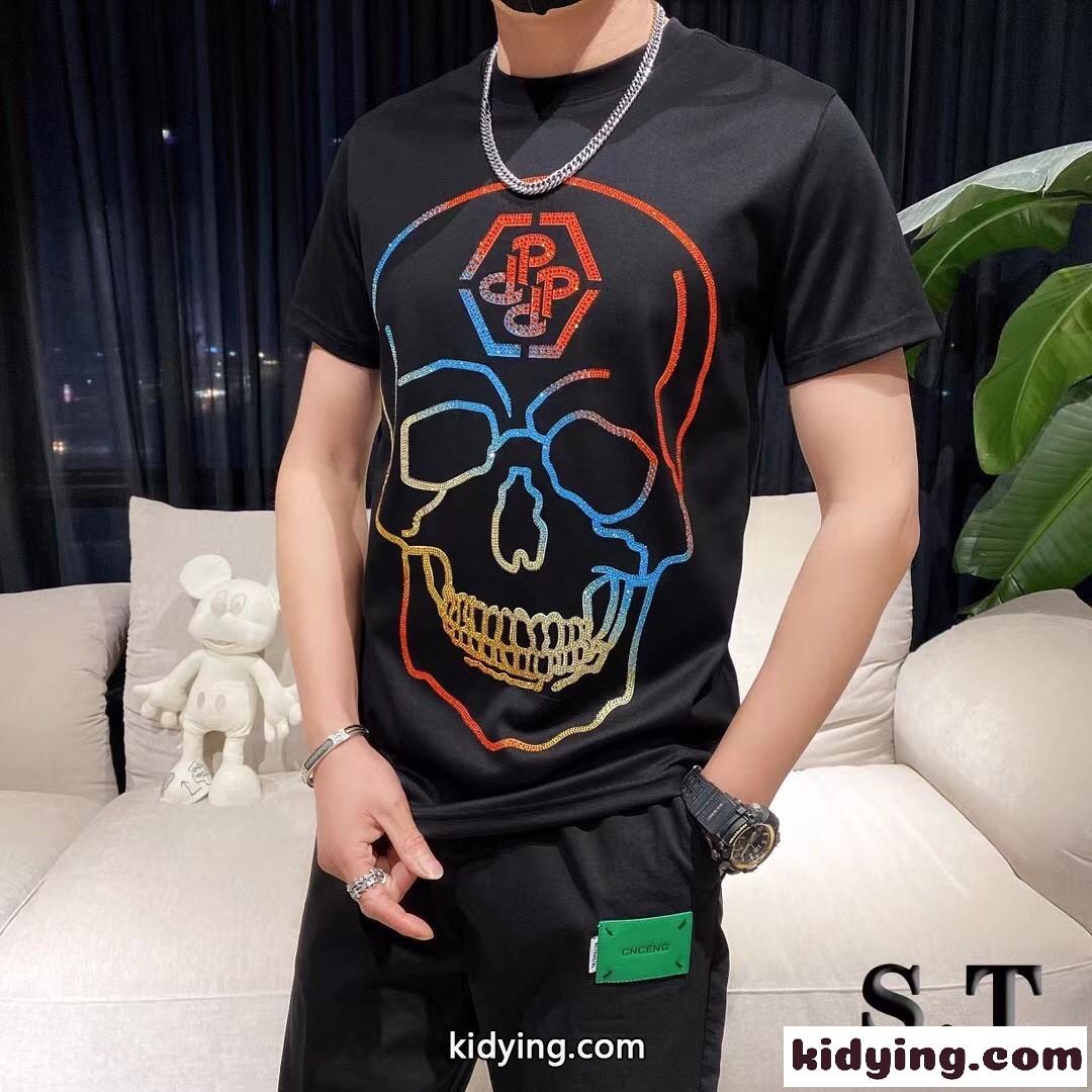 かっこいい 存在感抜群 快適 フィリッププレイン 半袖Tシャツ コピー 着心地いい クルーネック お洒落 カジュアル-0