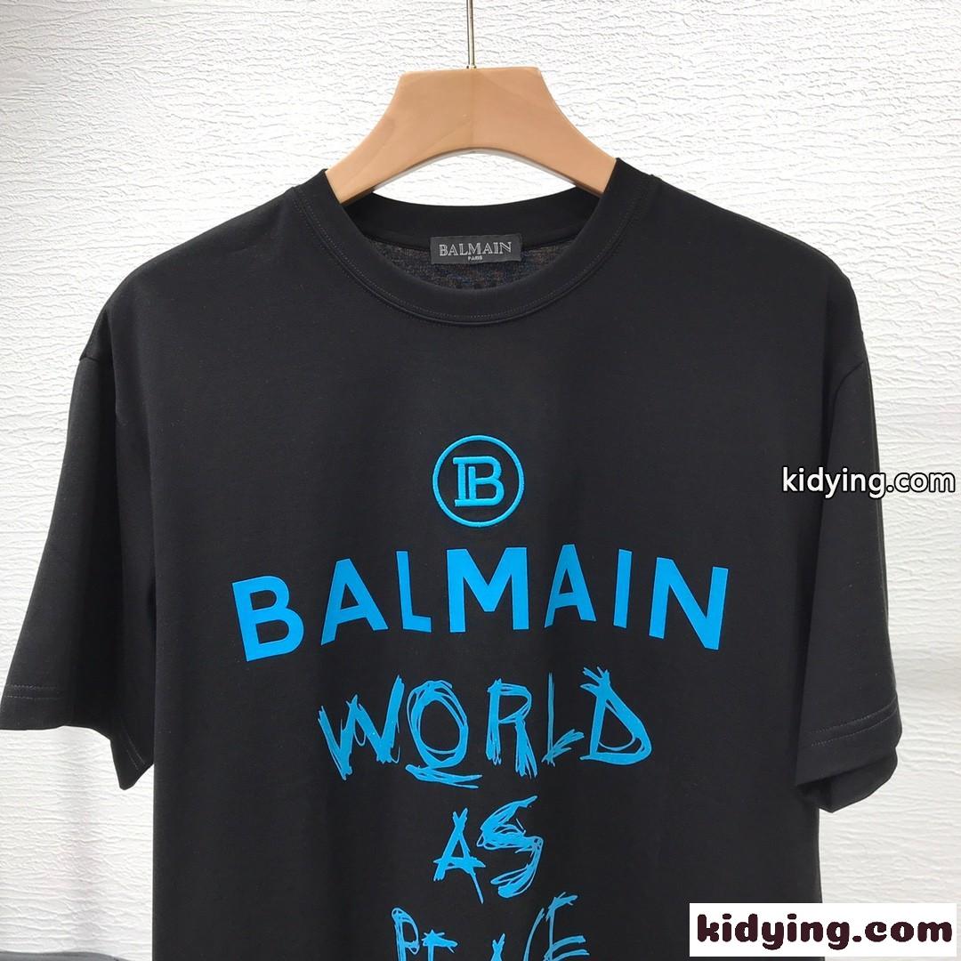 バルマン Tシャツ コピー 半袖 シンプル 合わせやすい クルーネック コットン-3