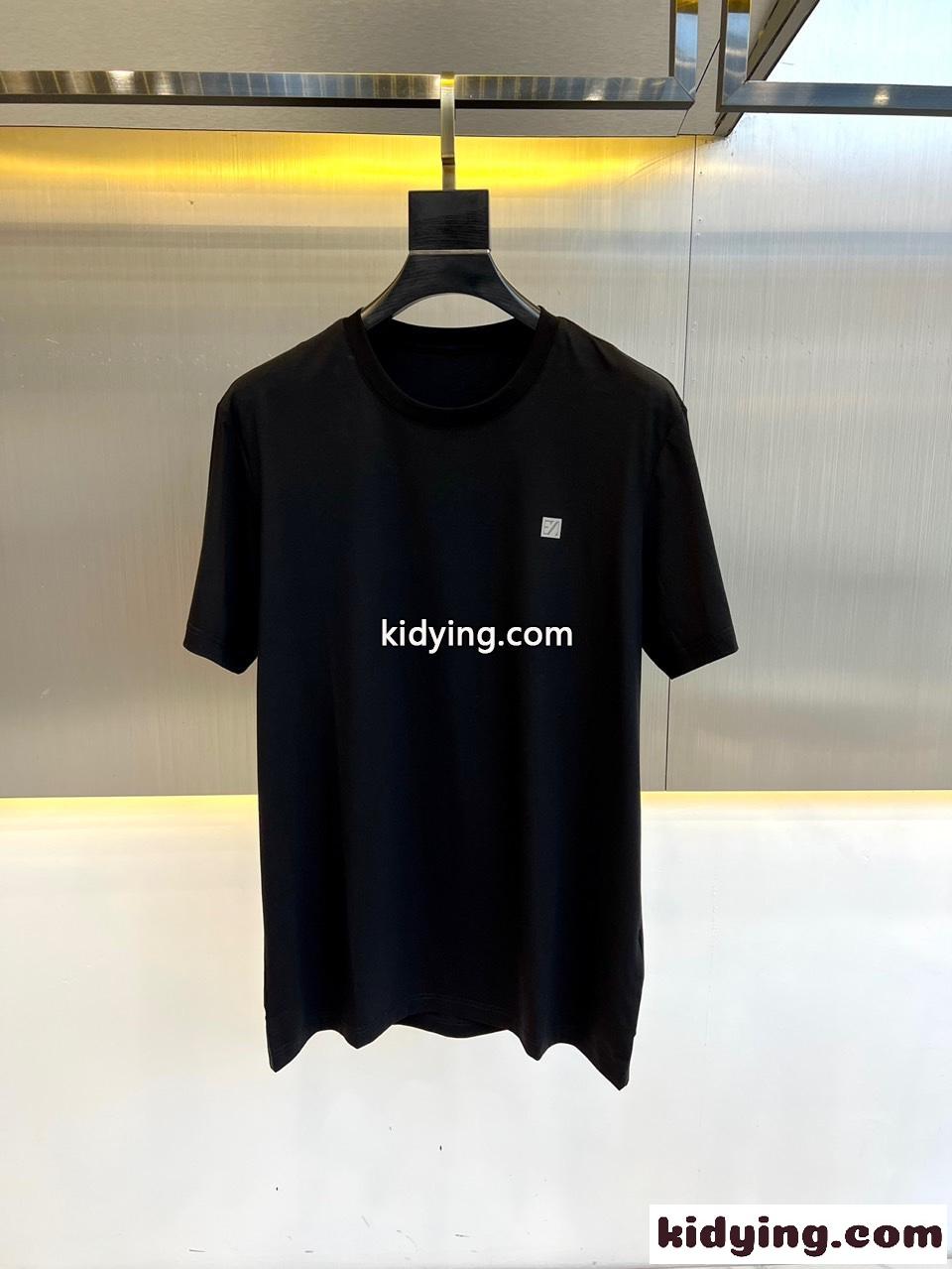 シンプル 合わせやすい クルーネック エルメネジルド・ゼニア 半袖Tシャツ コピー ブラック-0