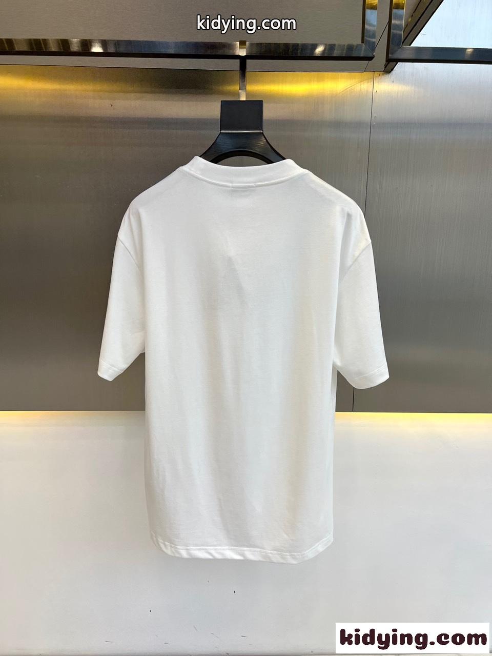 カジュアル ロゴプリント クルーネック フェンディ 半袖Tシャツ コピー ホワイト-3