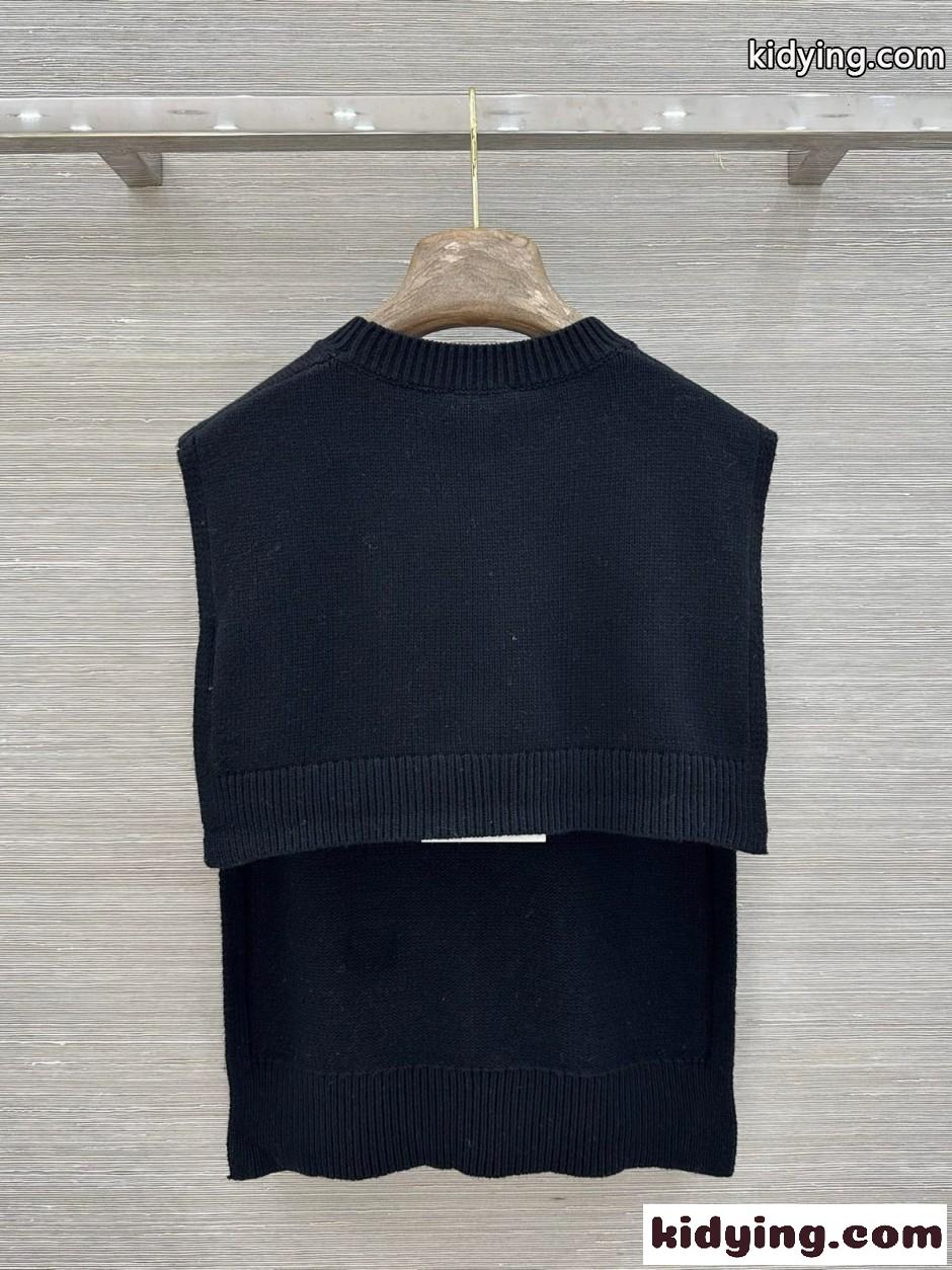 シンプル 上品 合わせやすい ニットベスト シャネル ニット コピー ブラック-4