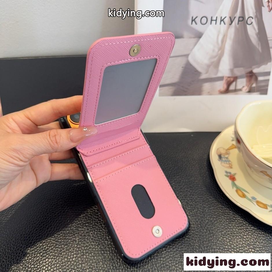 トライアングルロゴ レザー iPhoneケース プラダ スマホケース 偽物 カード収納-2