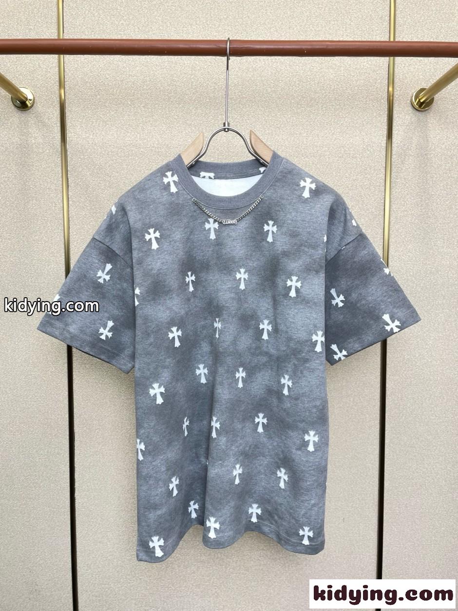 クロス総柄 クルーネック 半袖Tシャツ クロムハーツ Tシャツ 偽物 トップス-1