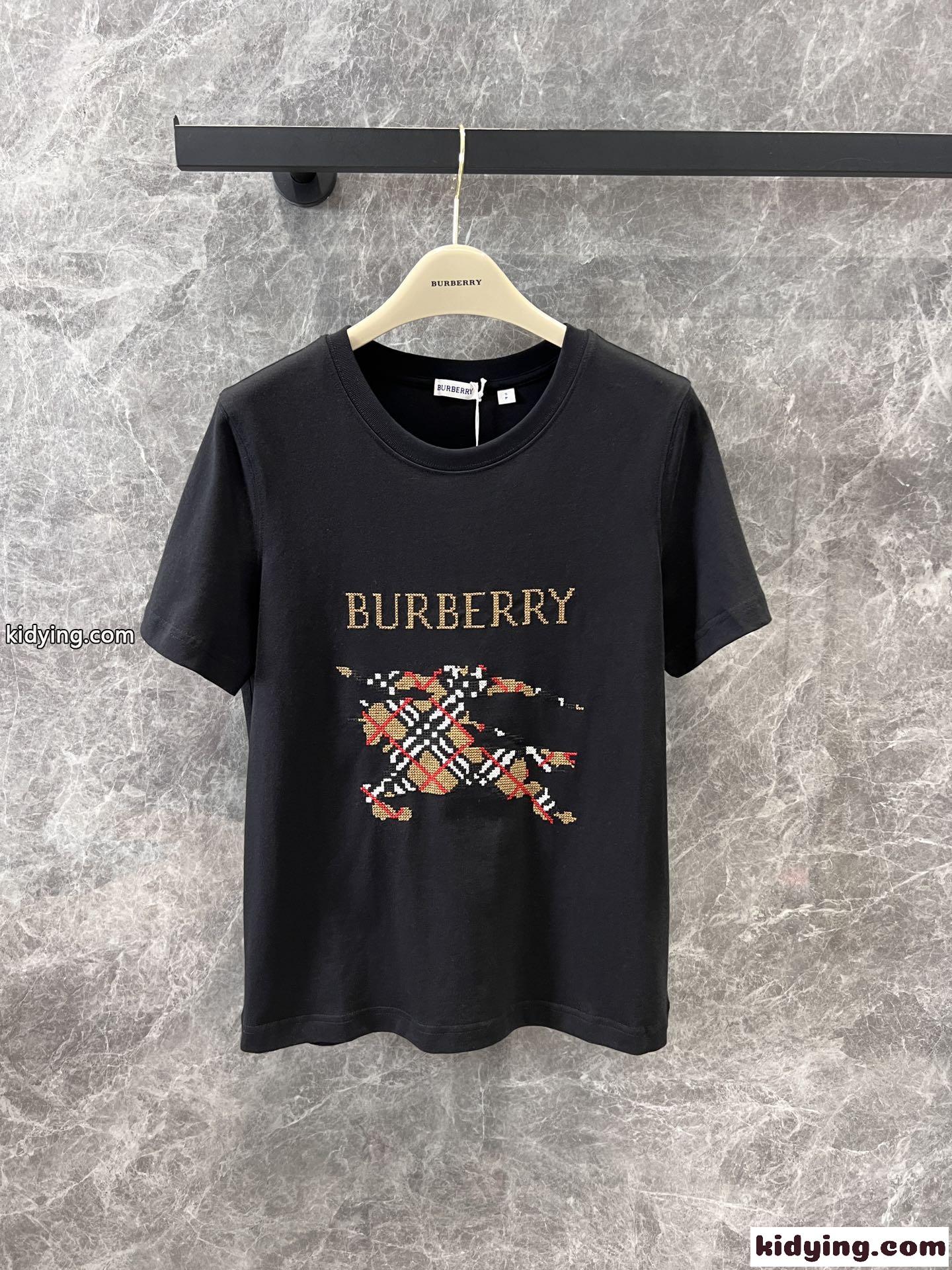 バーバリー クロスステッチ EKD​ コットンTシャツ スーパーコピー ブラック-0