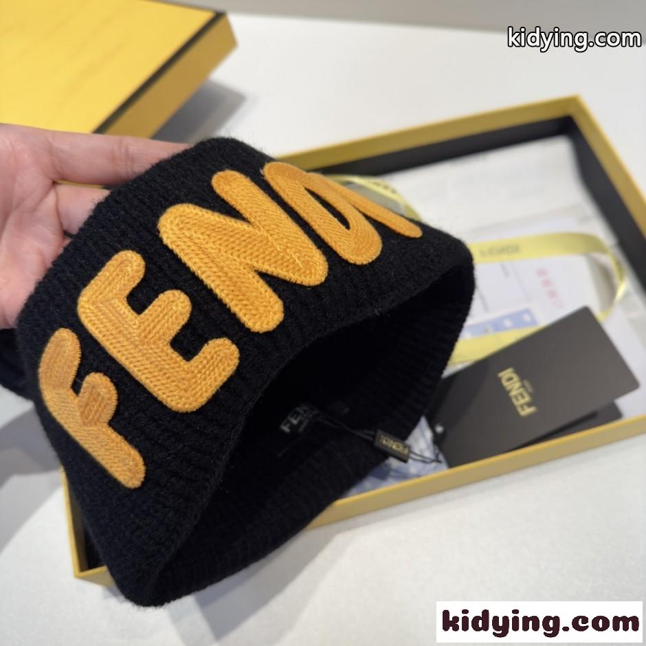 FENDI ロゴ ニットキャップ フェンディ キャップ コピー ユニセックス ブラック-3