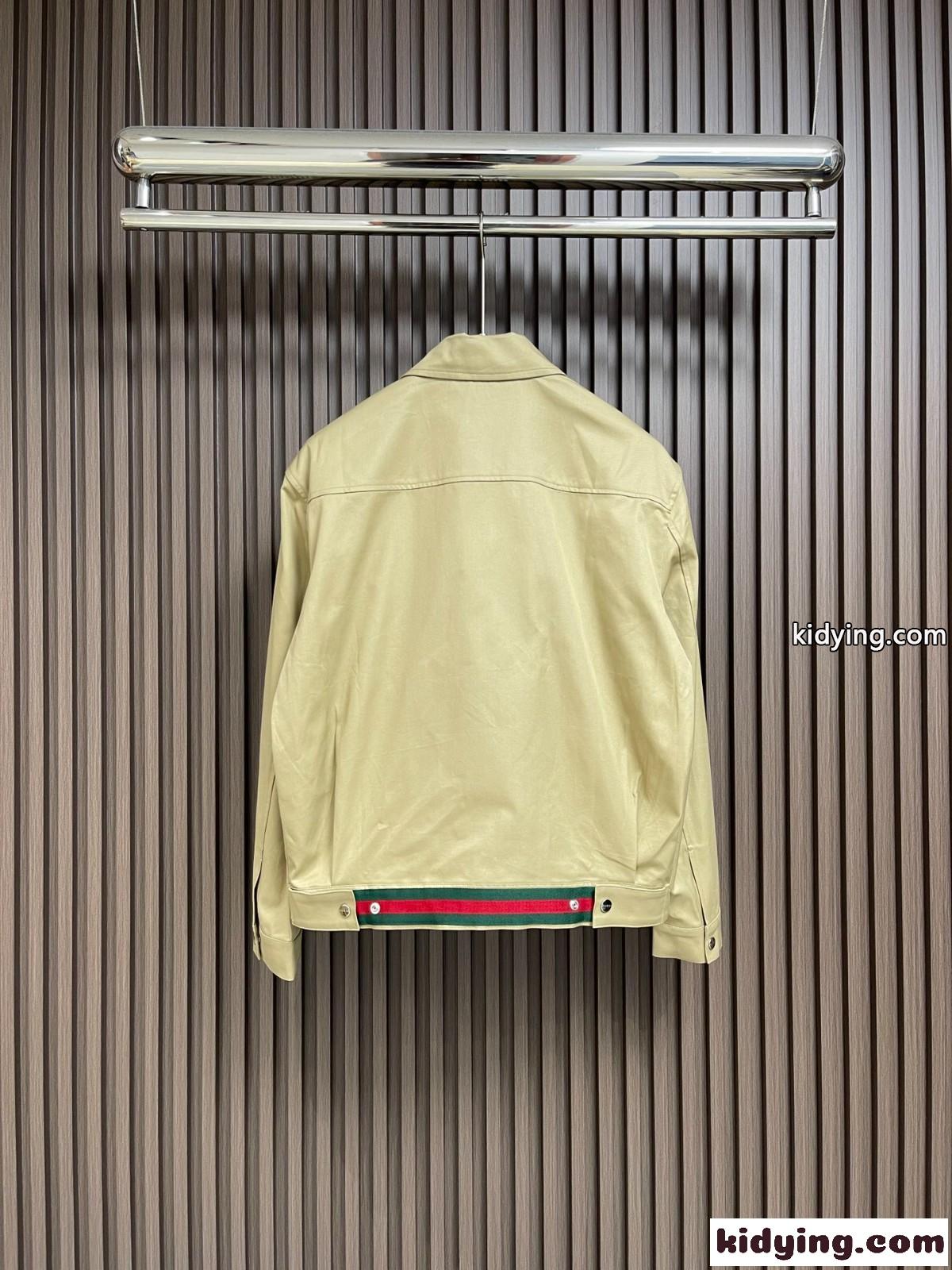ウェブ ストライプ付き コットンツイル ジャケット グッチ ジャケット コピー ブルゾン カーキ-1