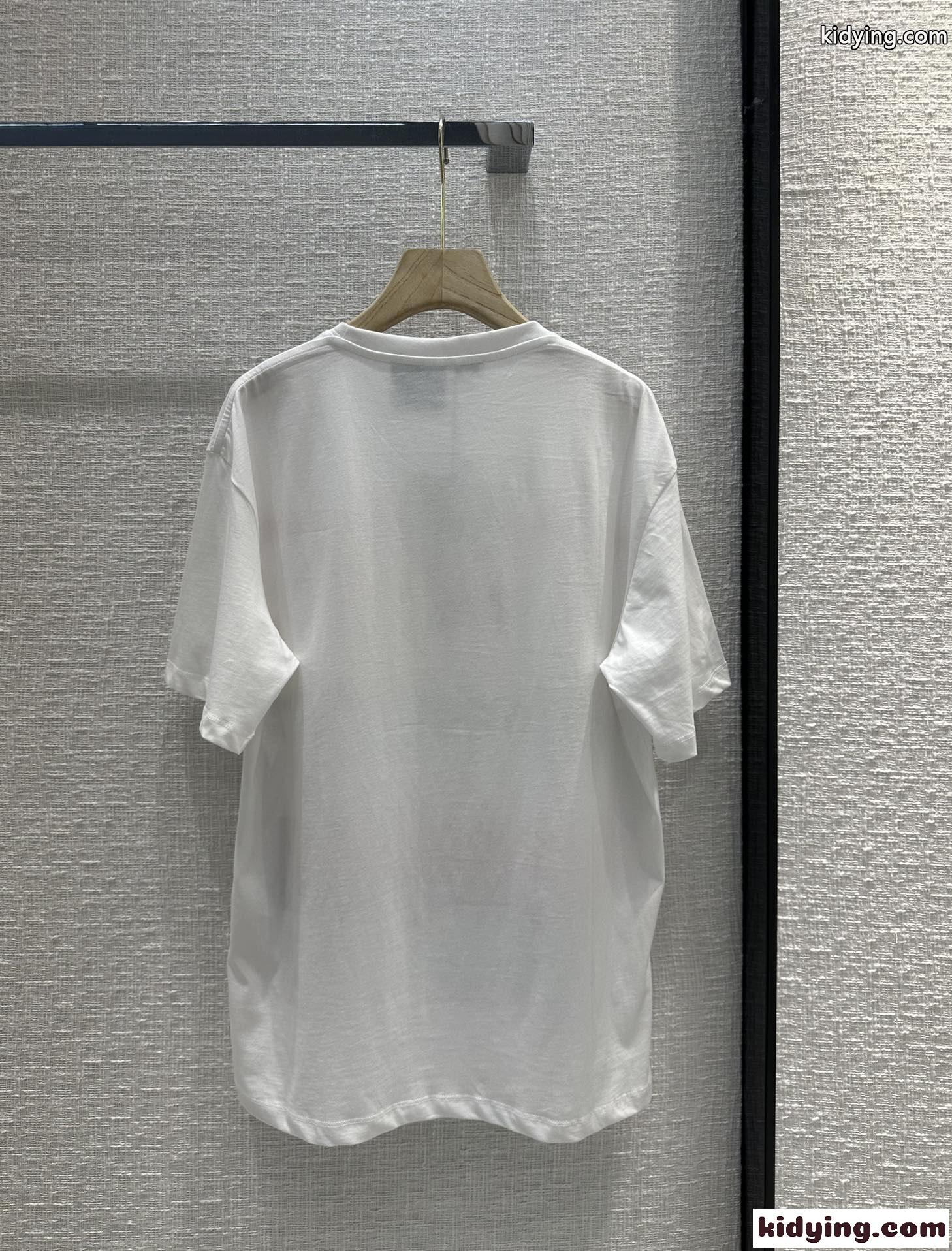 人気 ユニセックス ロゴ ストライプ プリント ロエベ Tシャツ コピー コットン-4