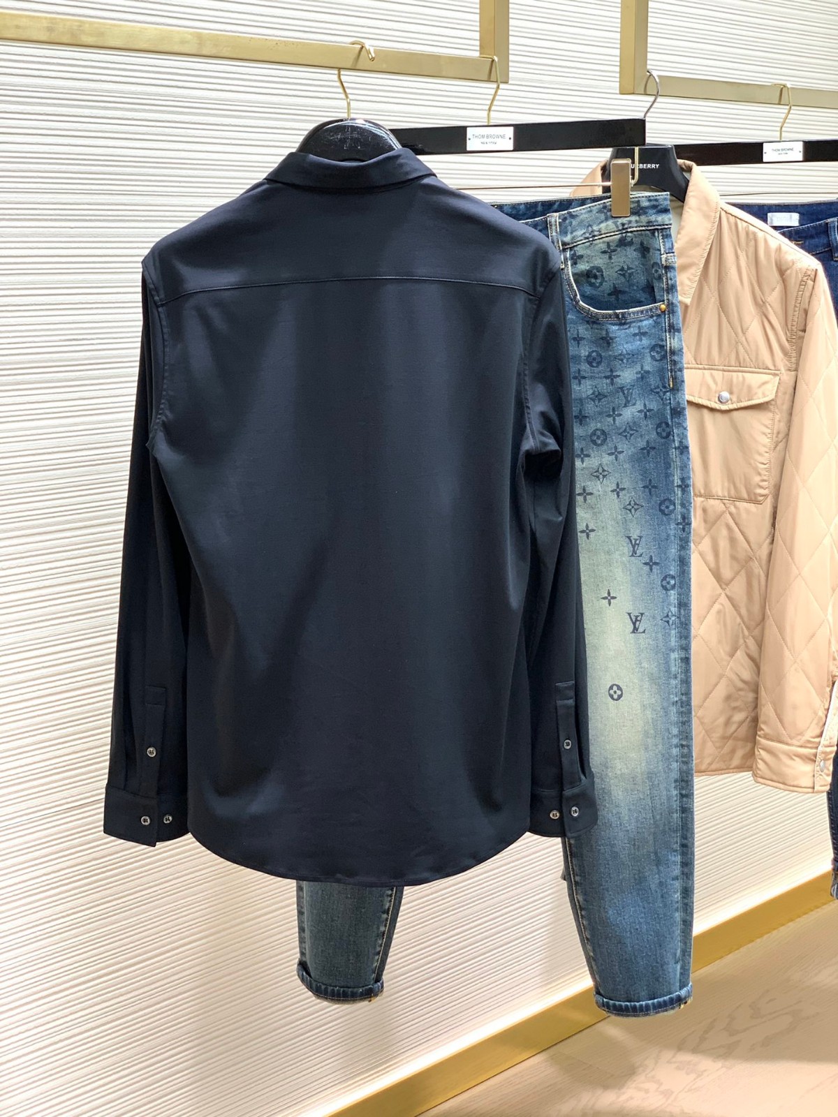 洗練された 上品 アナグラム メンズシャツ ロエベ シャツ コピー ネイビー-4