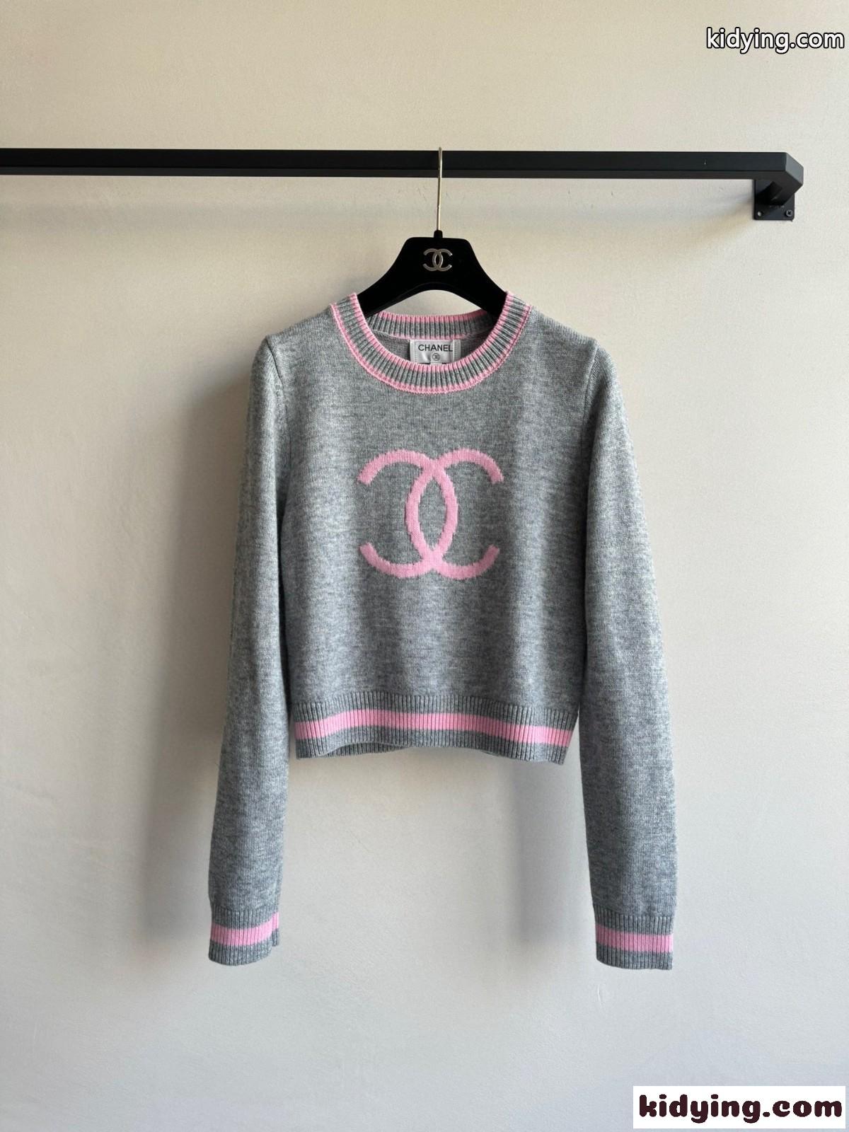 CCロゴ ロングスリーブ カシミヤ ニット シャネル セーター コピー グレー-0