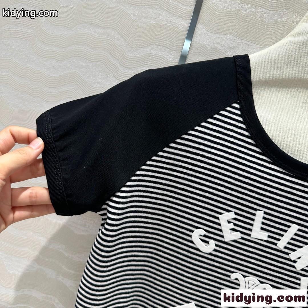 おしゃれ ロゴ入り クロップド丈 セリーヌ Tシャツ コピー 半袖Tシャツ-1