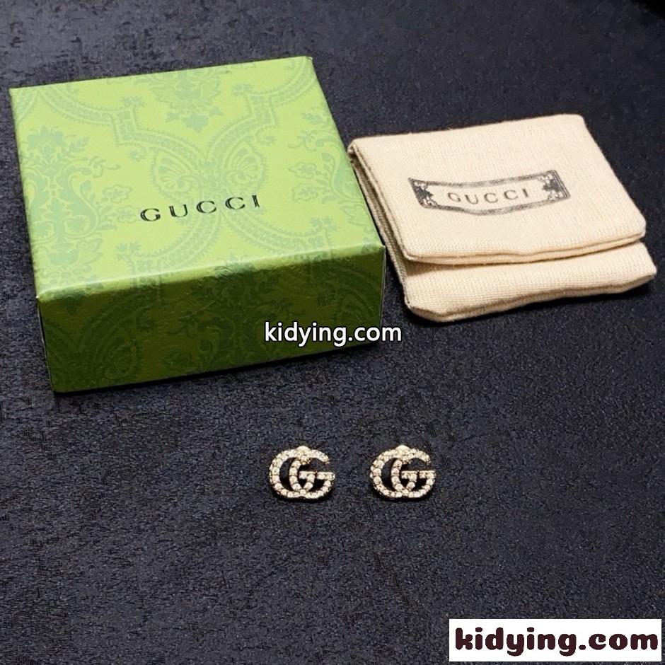 人気 洗練された GUCCI グッチ ダブルG ラインストーン ピアス 偽物-1