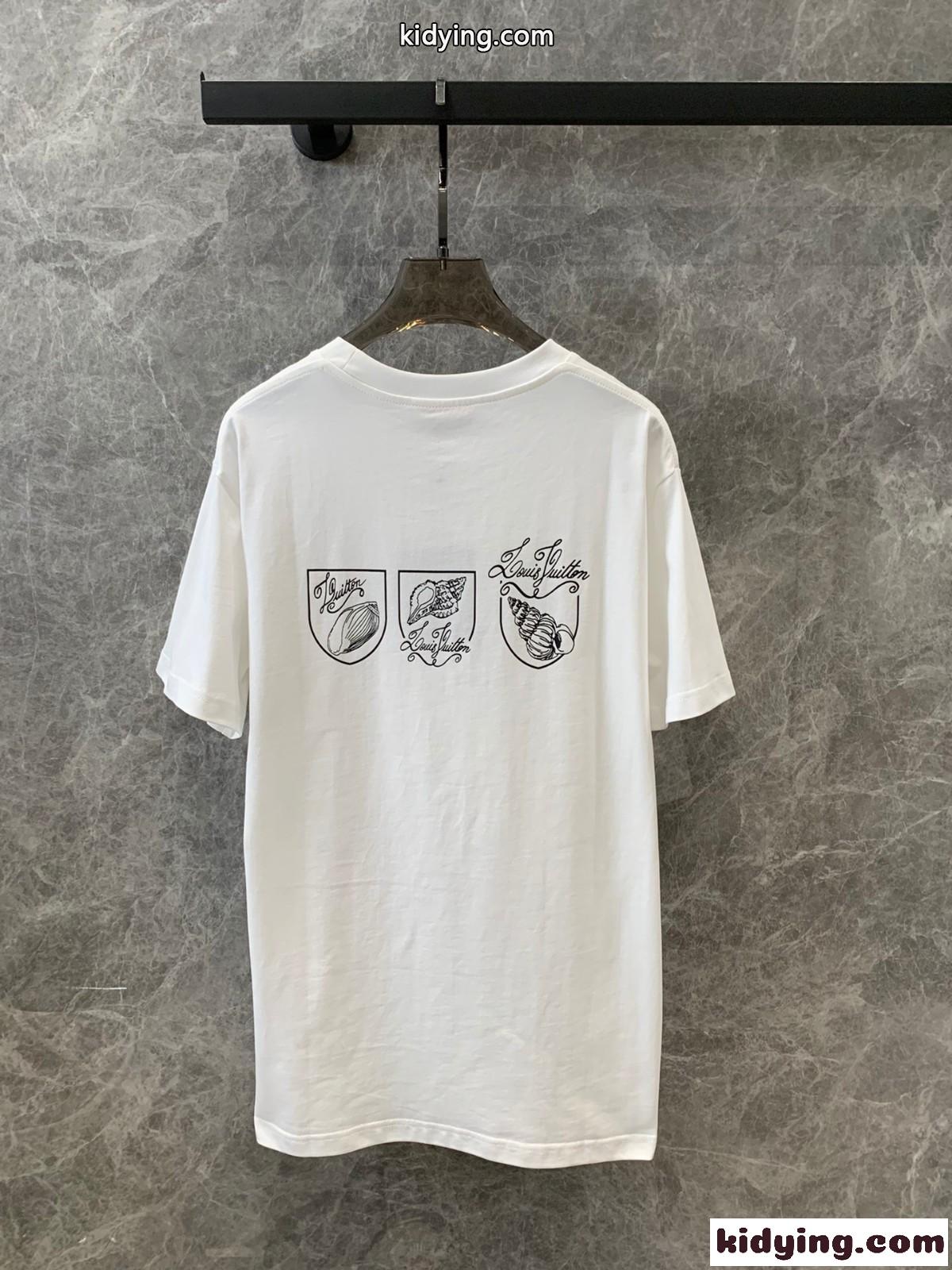 プリントショートスリーブコットンTシャツ ルイ・ヴィトン 半袖Tシャツ コピー ユニセックス-0