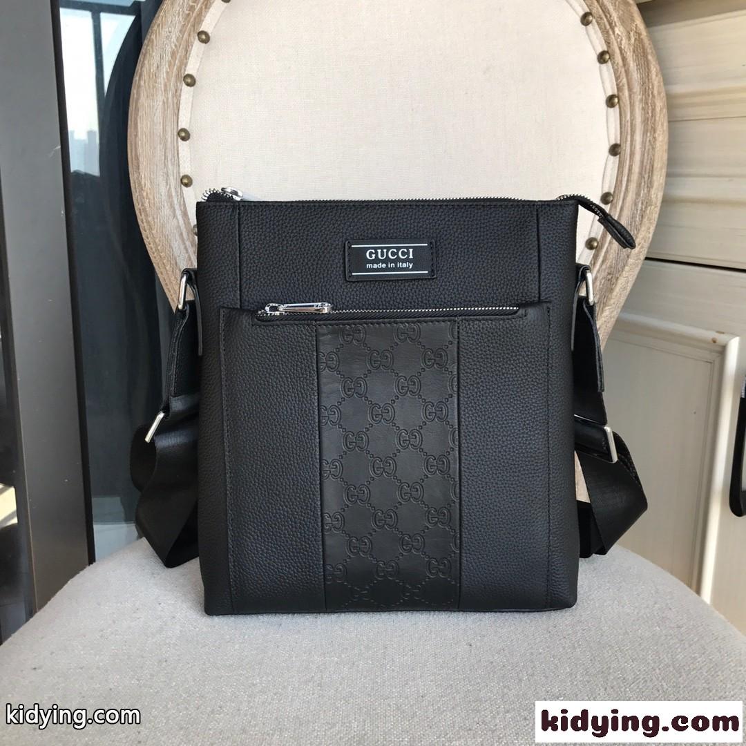 メンズバッグ ショルダーバッグ グッチ バッグ メンズ コピー レザー メッセンジャーバッグ 斜め掛け ブラック-1