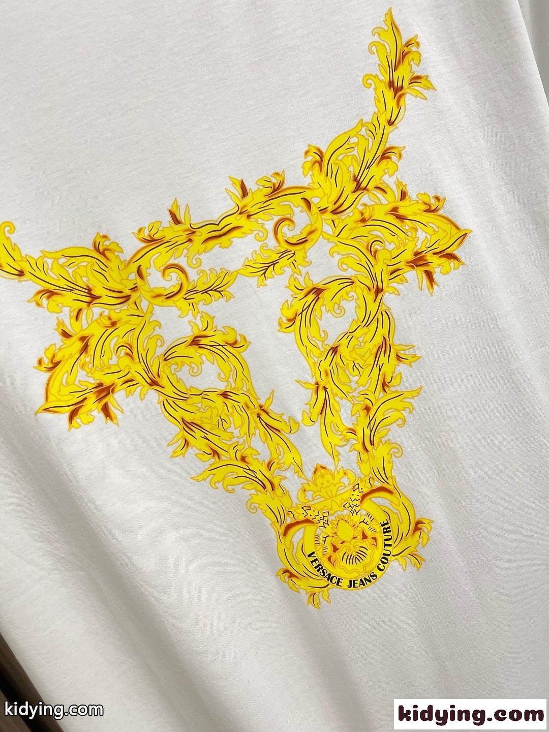 ヴェルサーチェ Tシャツ 偽物 シンプル プリント クルーネック 半袖Tシャツ-4