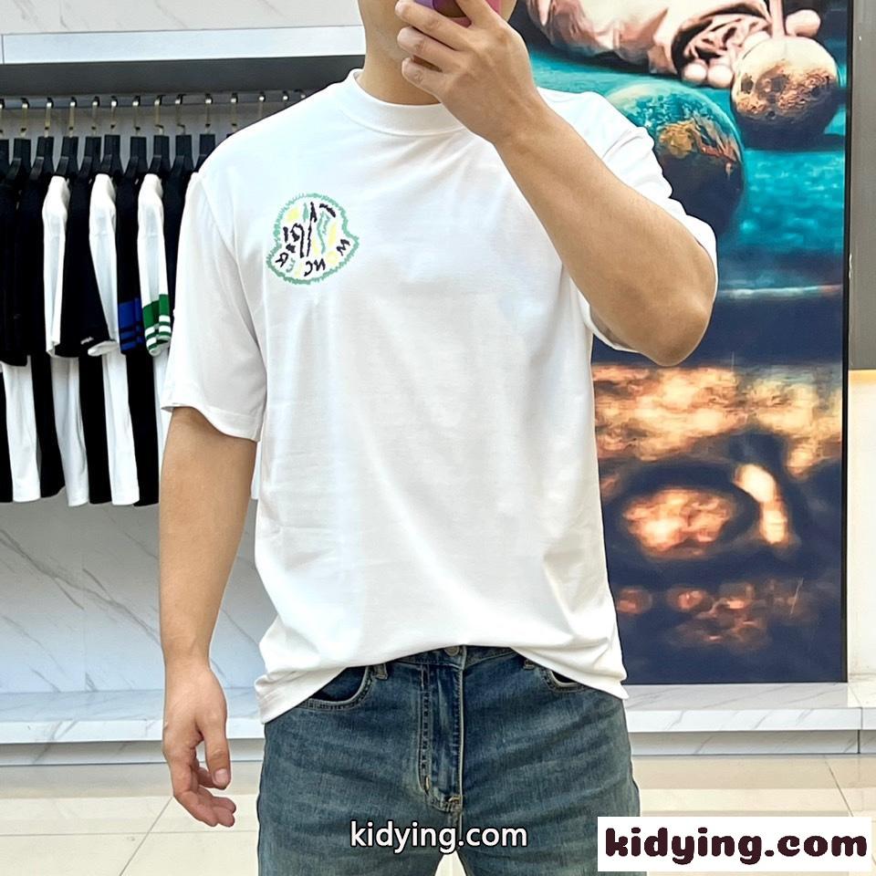 モンクレール Tシャツ コピー 定番 ロゴ クルーネック コットン 半袖Tシャツ ホワイト-0