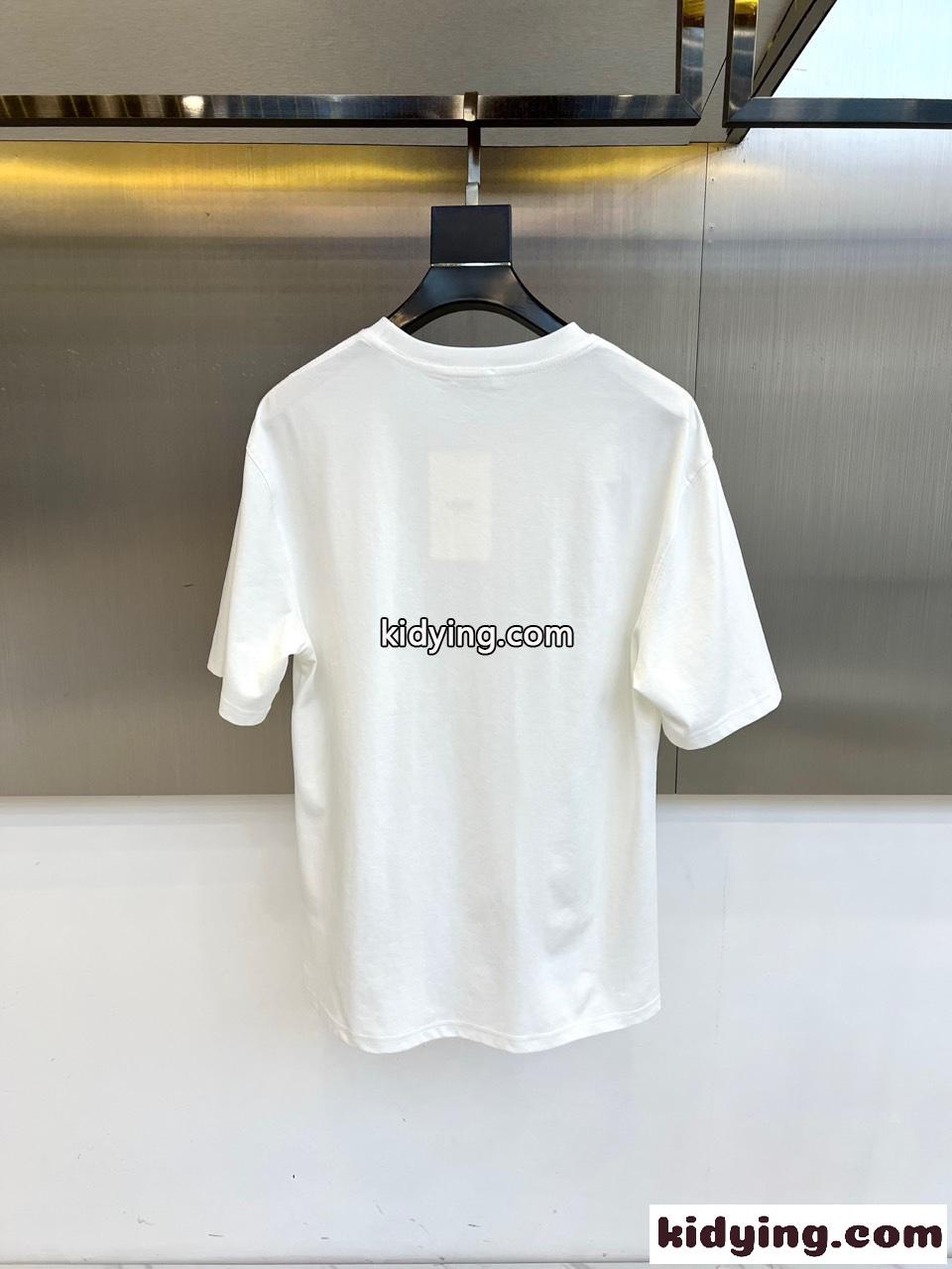シンプル 上品 ロゴ入り クルーネック セリーヌ Tシャツ 偽物 コットン ホワイト-2