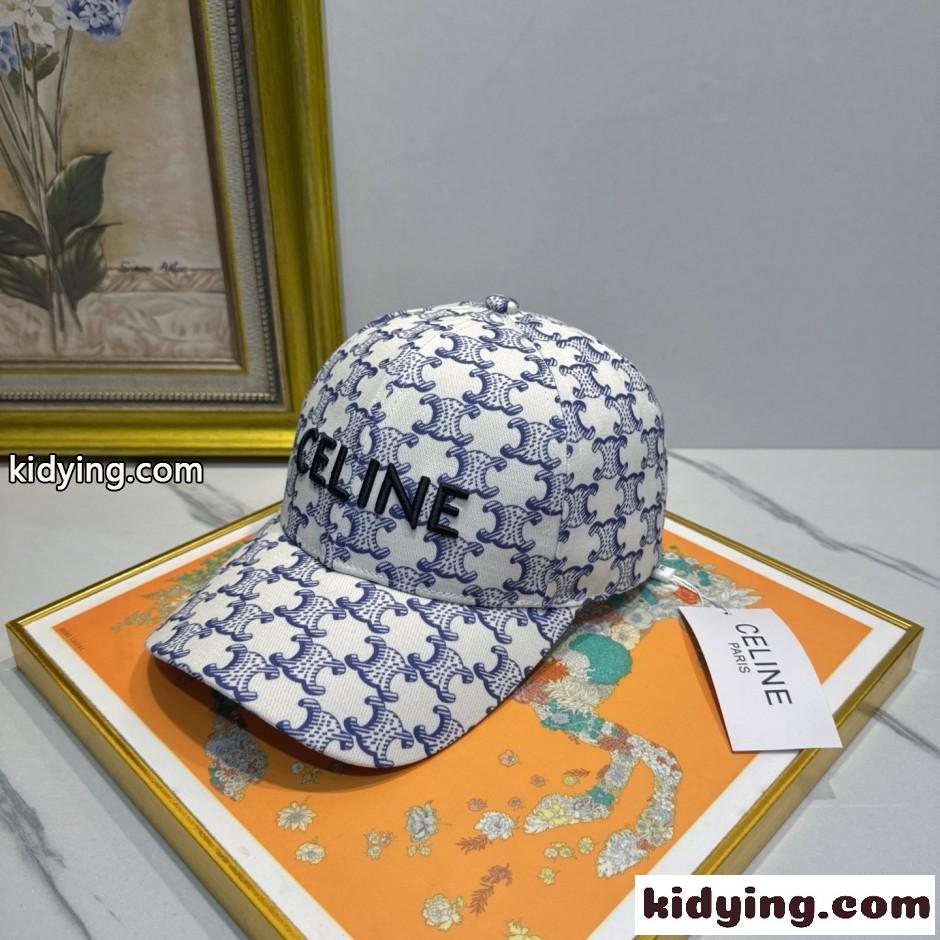 トリオンフ総柄 ロゴ刺繍 セリーヌ キャップ 偽物 ベースボールキャッ-1