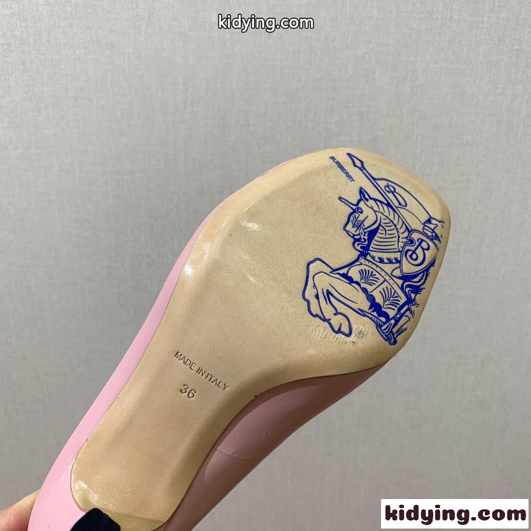カジュアル レザー ベイビーパンプス バーバリー パンプス コピー ピンク-3