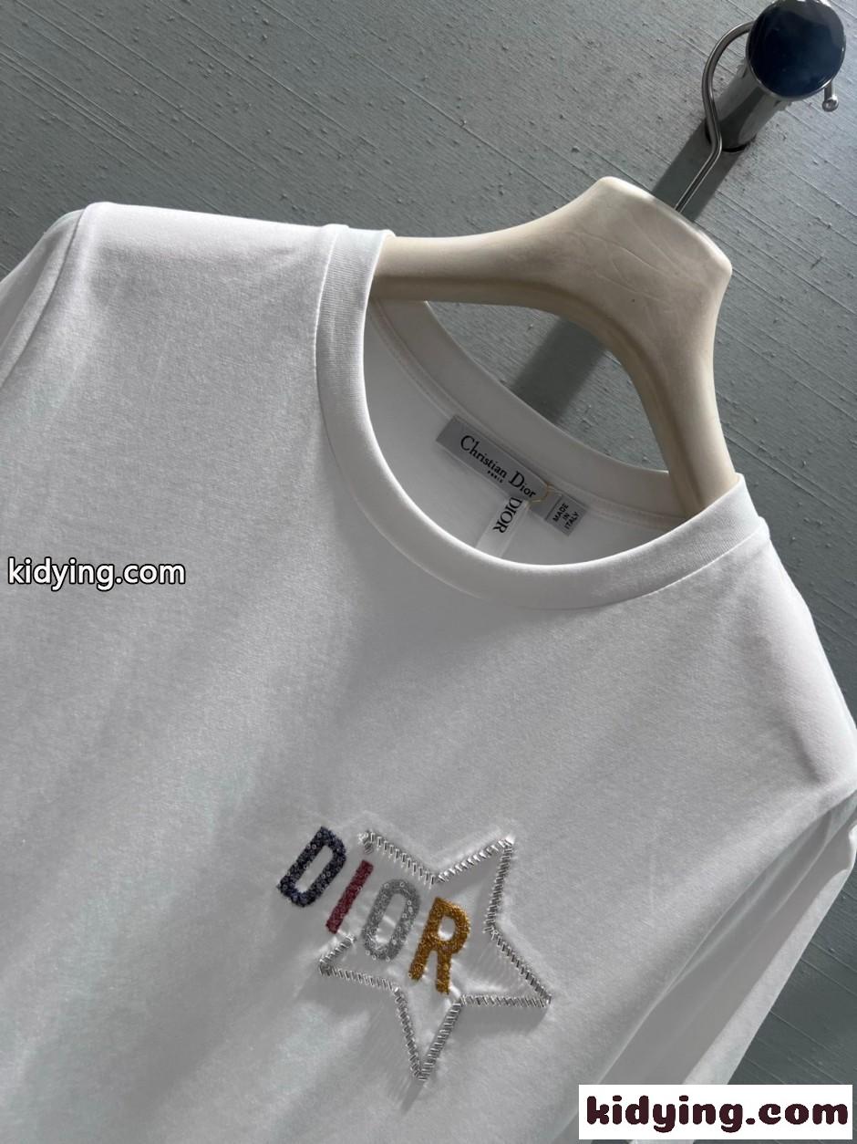 シンプル 洗練された コットン 半袖Tシャツ クリスチャン・ディオール Tシャツ コピー ホワイト-2