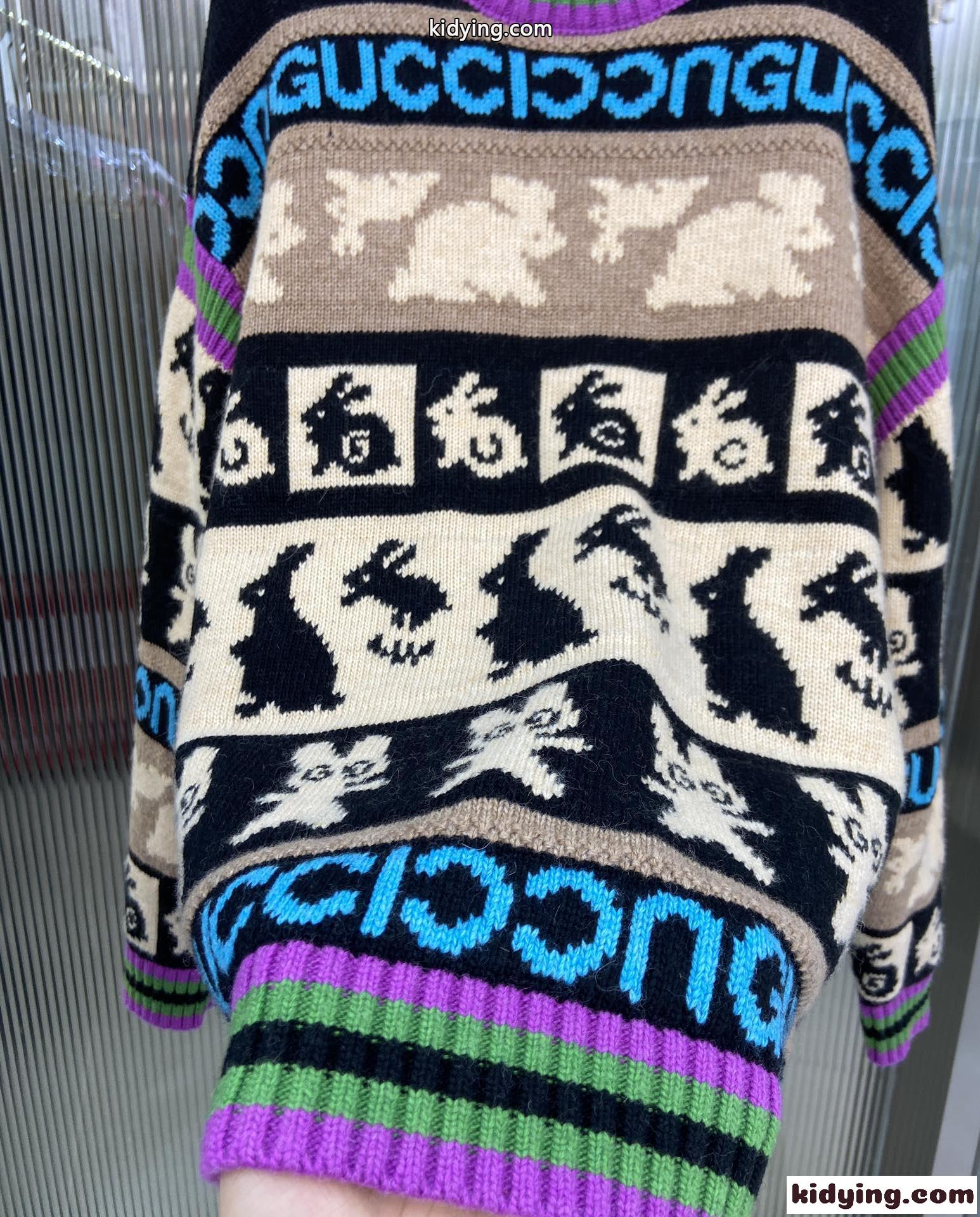 新作 可愛い ウサギ ウール ジャカード ジャンパー グッチ セーター コピー クルーネック 長袖-0