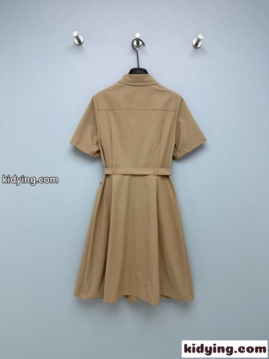 シンプル 半袖 シャツワンピース バーバリー ワンピース コピー ベージュ-4