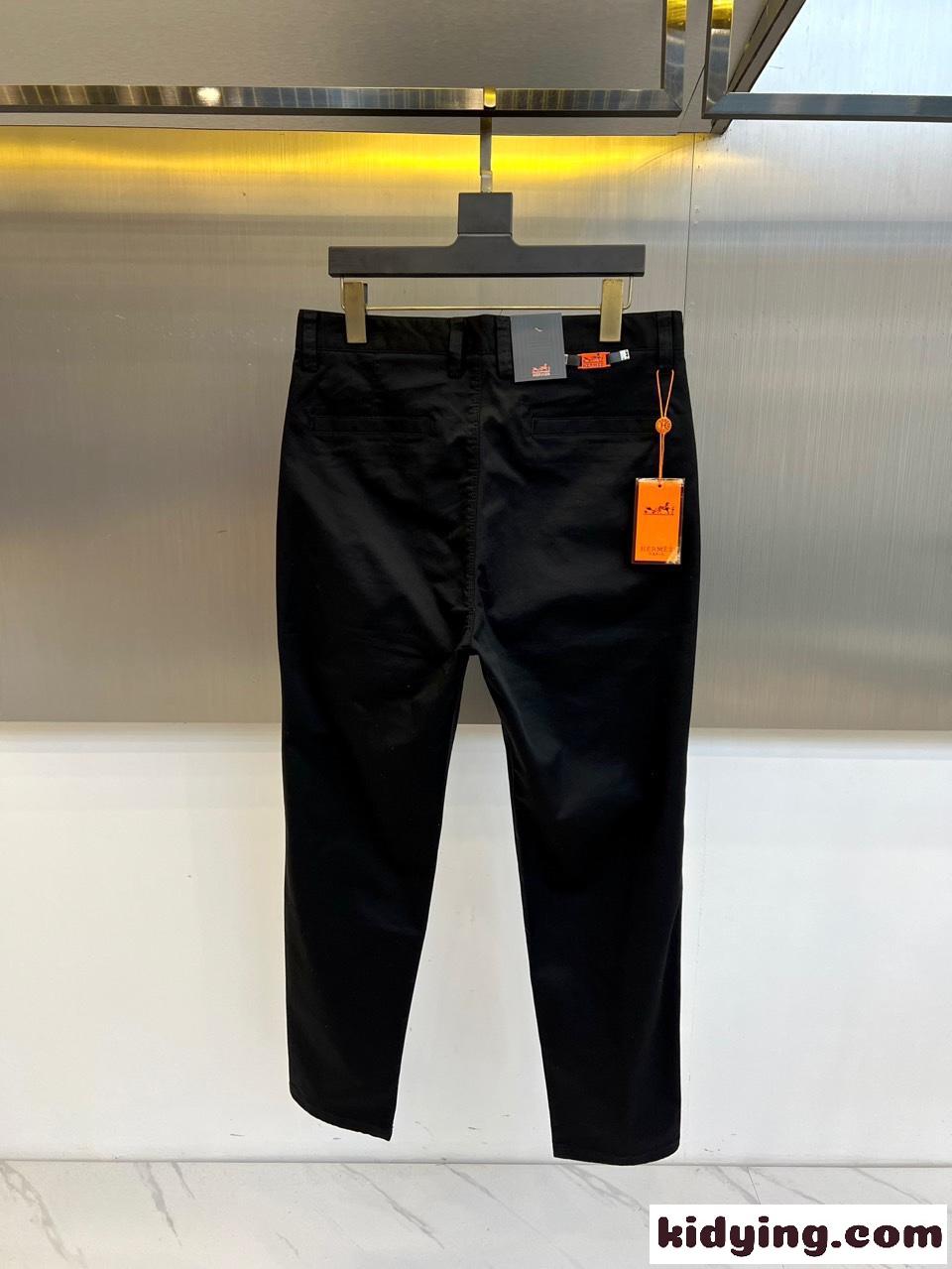 洗練された エルメス パンツ 偽物 シンプル チノパンツ ズボン ブラック-1