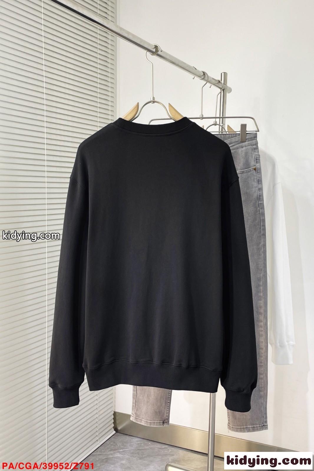 定番 ロゴプリント プラダ Tシャツ コピー コットン スウェットシャツ ブラック-1