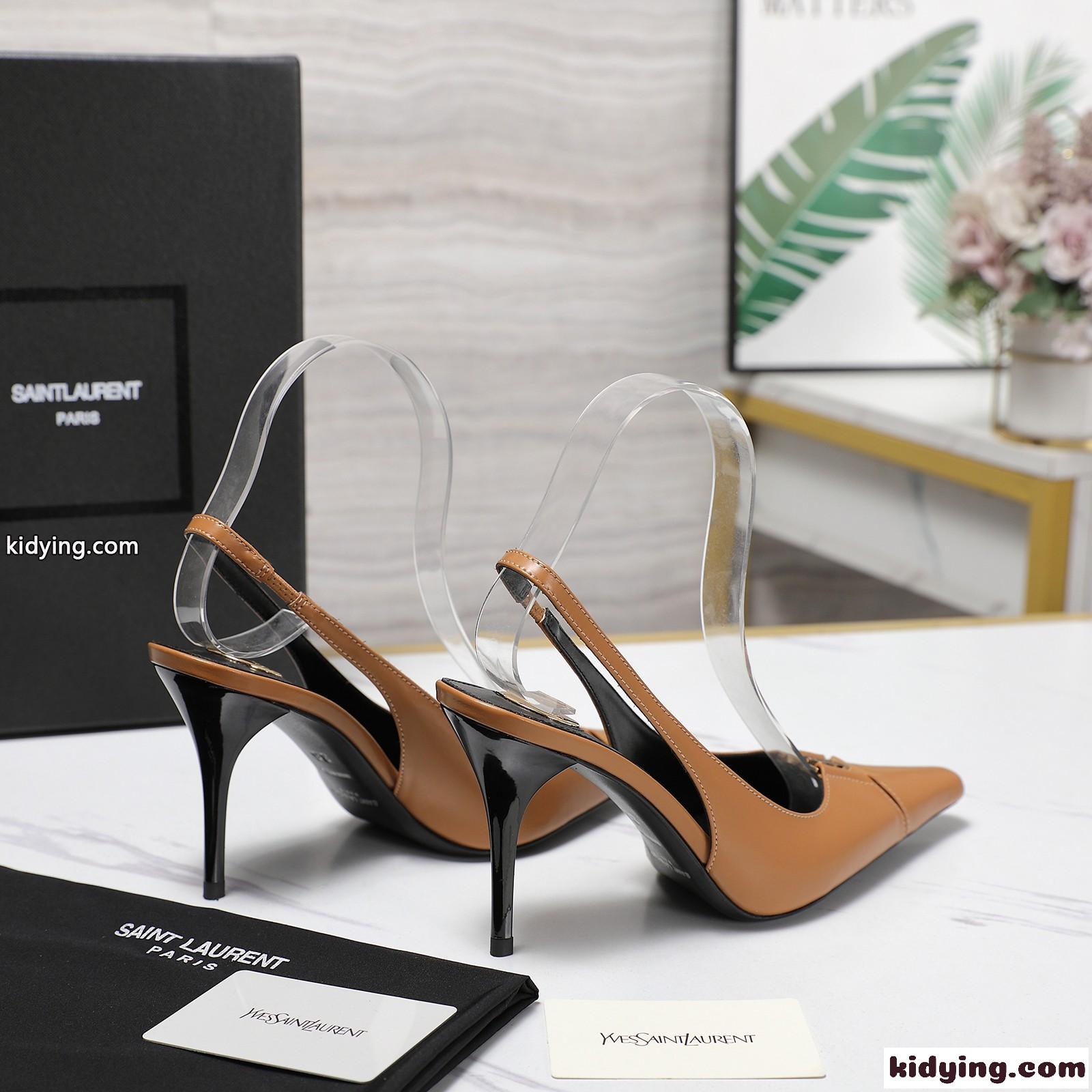 YSL バビロン ブルトイユ スリングバックパンプス スーパーコピー ブラウン-0