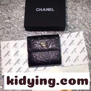 Chanelシャネルのコーナーモデル ツバキの花羊皮財布 内外全皮 シャネル 財布  使いやすいコピー コーナーデザインです-0