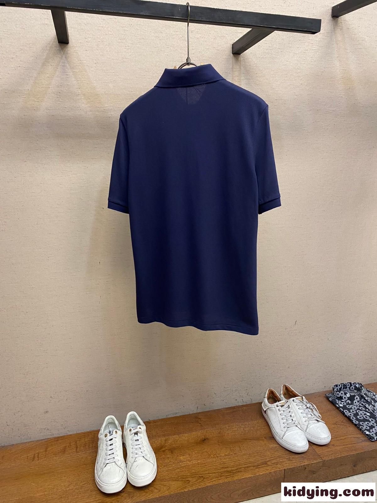 人気 カジュアル フェンディ 半袖Tシャツ コピー コットンピケ ポロシャツ ブルー-1