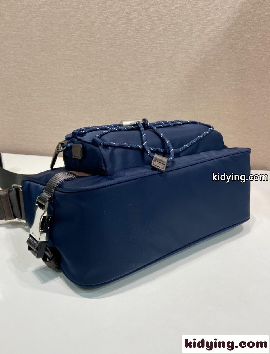 プラダ スピードロック Re-Nylon レザー ショルダーバッグ スーパーコピー ネイビー-3