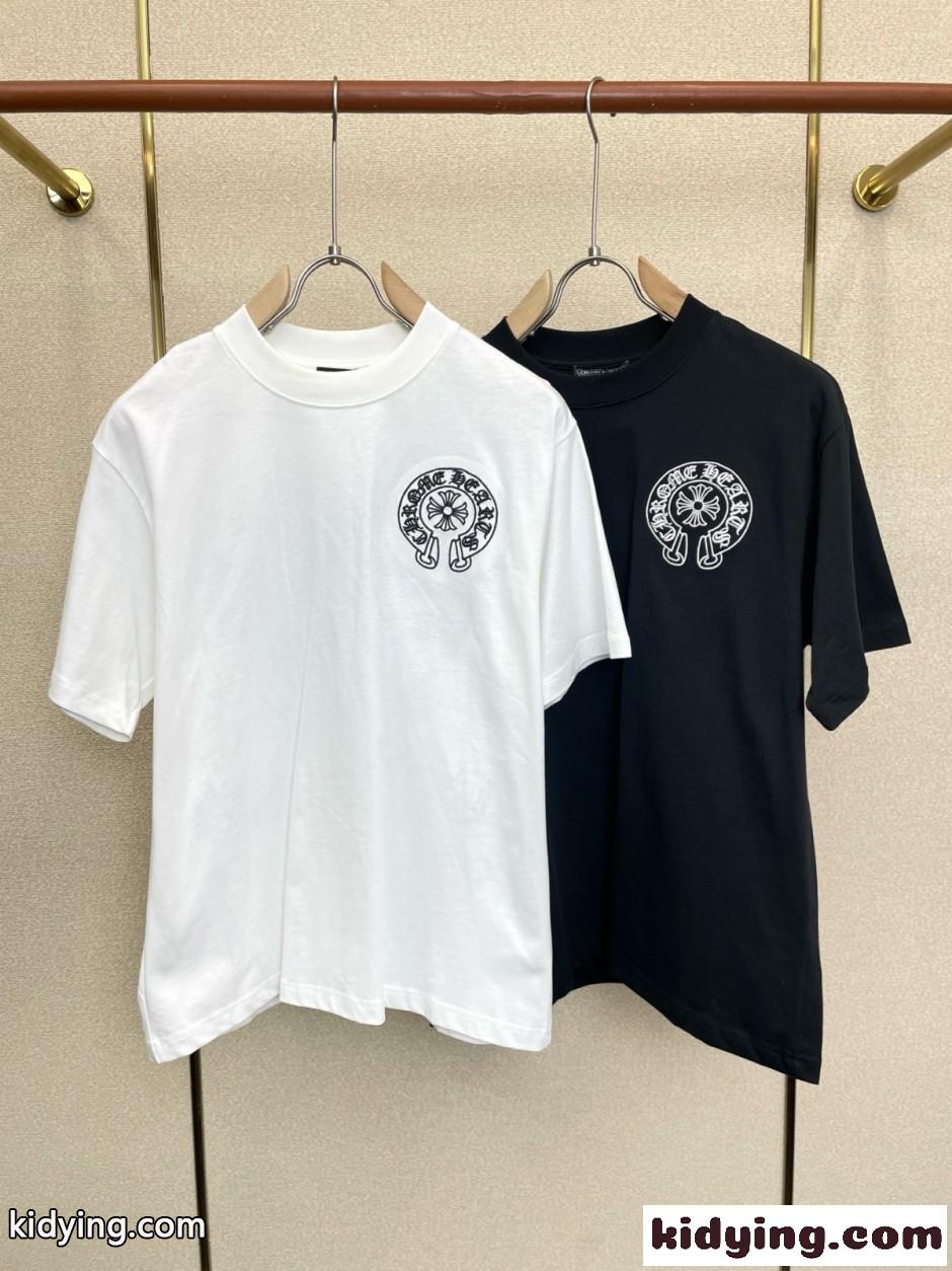 洗練された カジュアル ロゴ刺繍 クロムハーツ Tシャツ 偽物 半袖Tシャツ-0