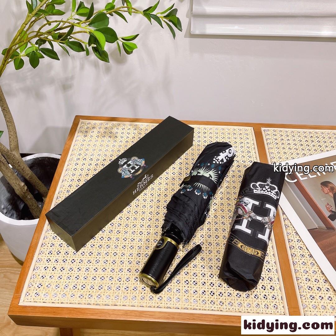 晴雨兼用 ワンタッチ 自動開閉 おしゃれ エルメス 傘 偽物 上品 折りたたみ傘-2