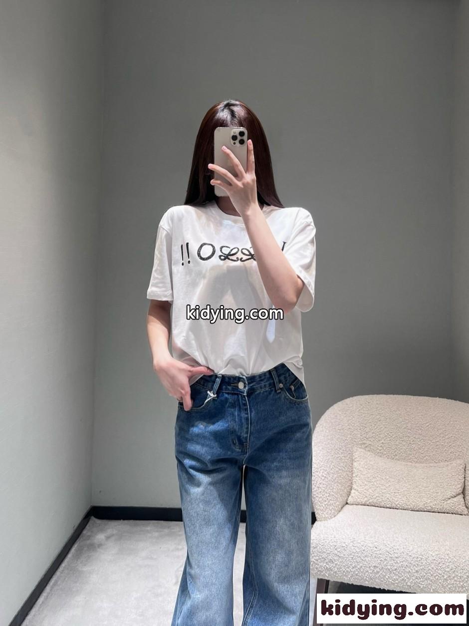 定番 合わせやすい コットン 半袖Tシャツ ロエベ Tシャツ コピー ユニセックス ホワイト-4