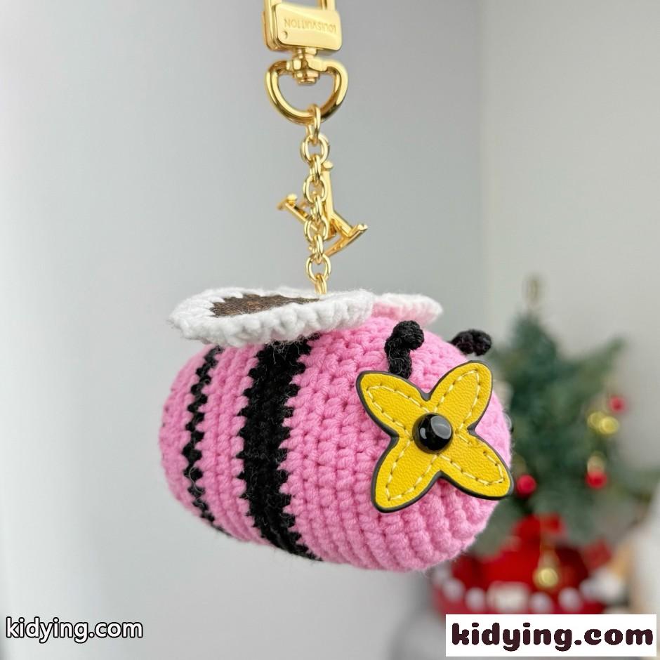 ルイ・ヴィトン キーホルダー 偽物 バッグチャーム･ビー LV クロシェ ピンク-0