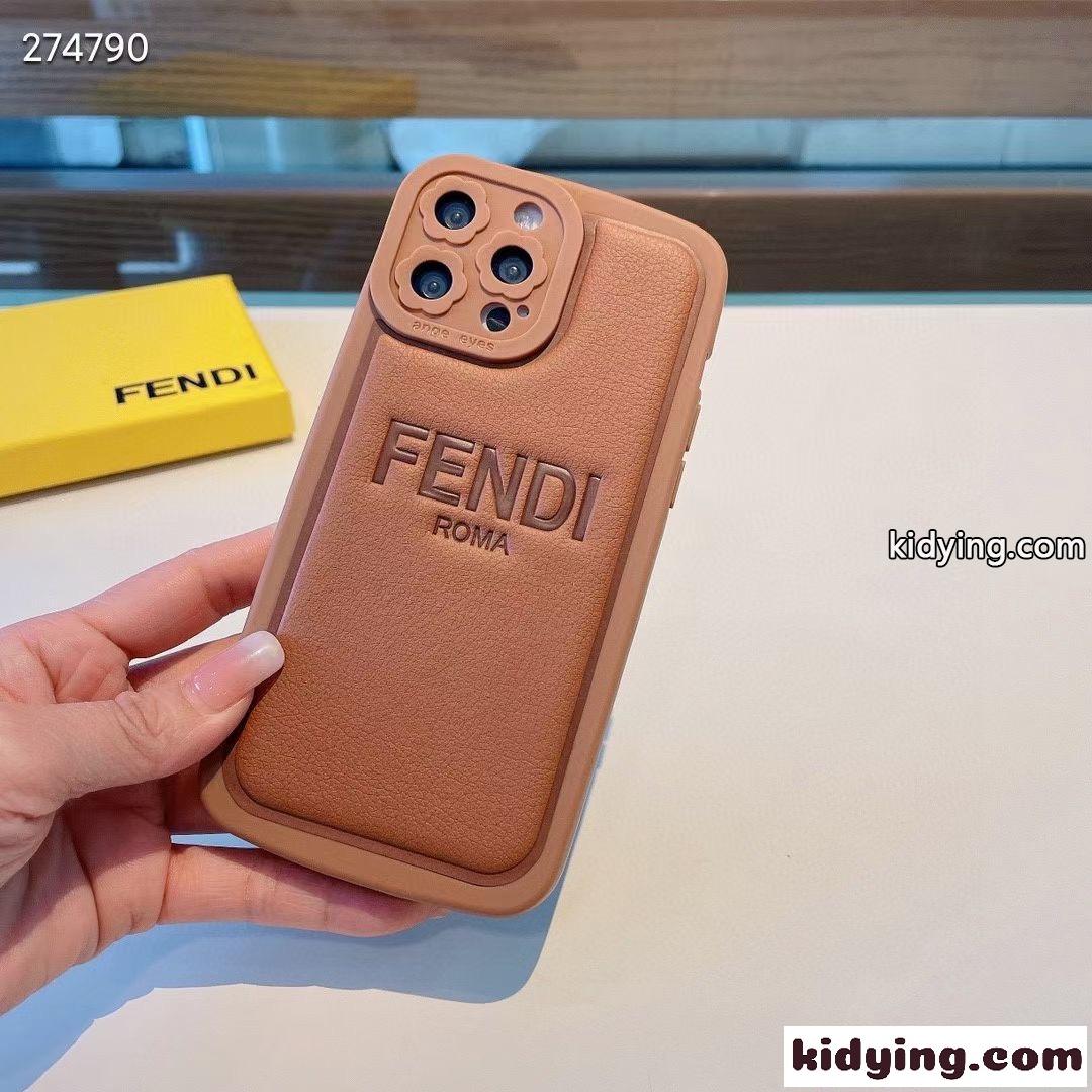 シンプル スマホケース フェンディ アイフォンケース コピー ブラウンおしゃれ レンズ保護 ケース-4